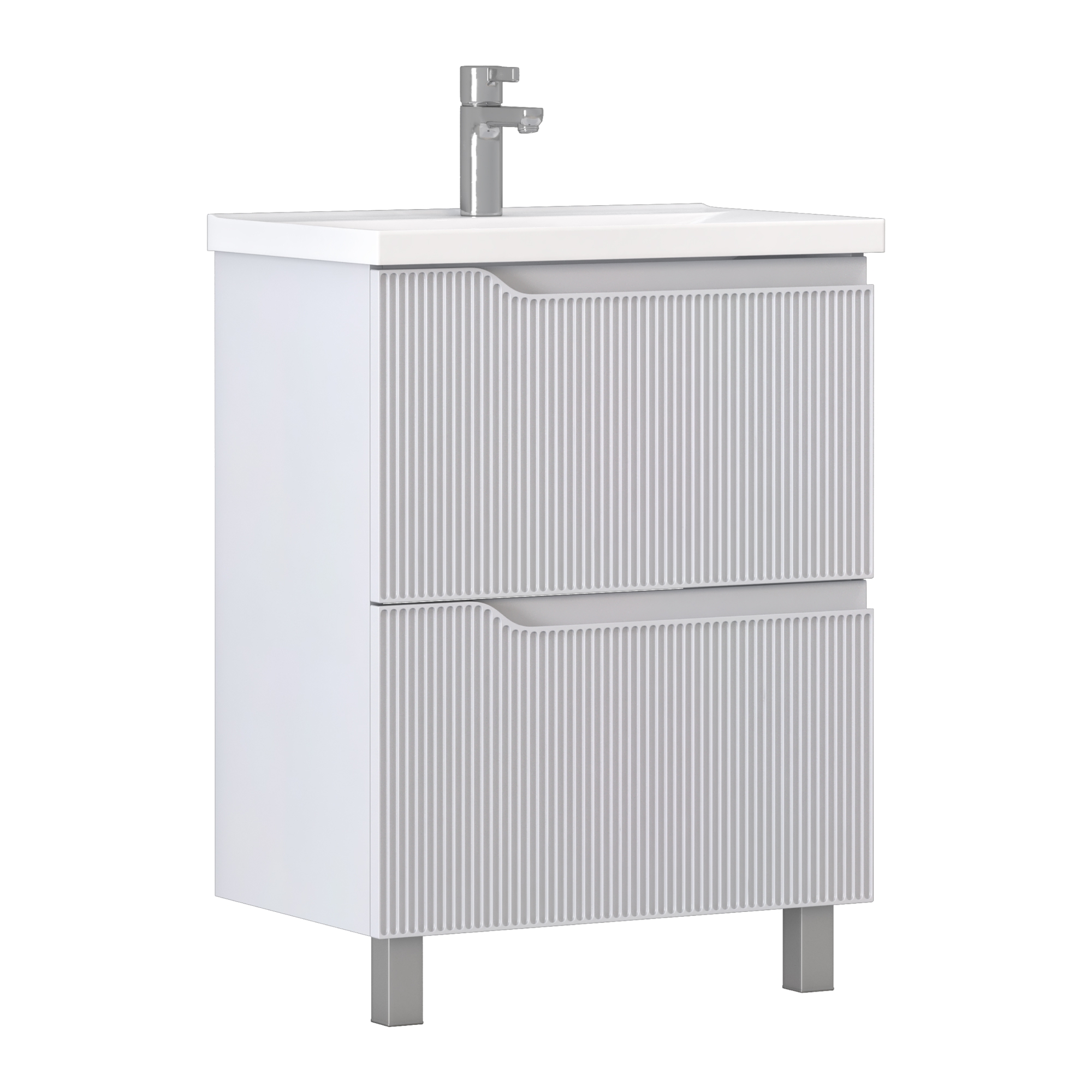 Изображение товара Тумба напольная под раковину Vigo Альва 60 с 2 ящиками белая