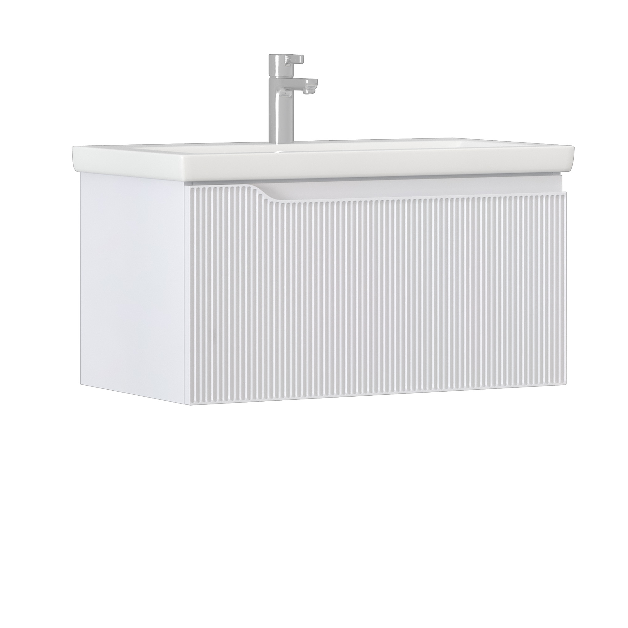 Изображение товара Навесная тумба под раковину Vigo Альва 80 один ящик белый матовая фасад Италия