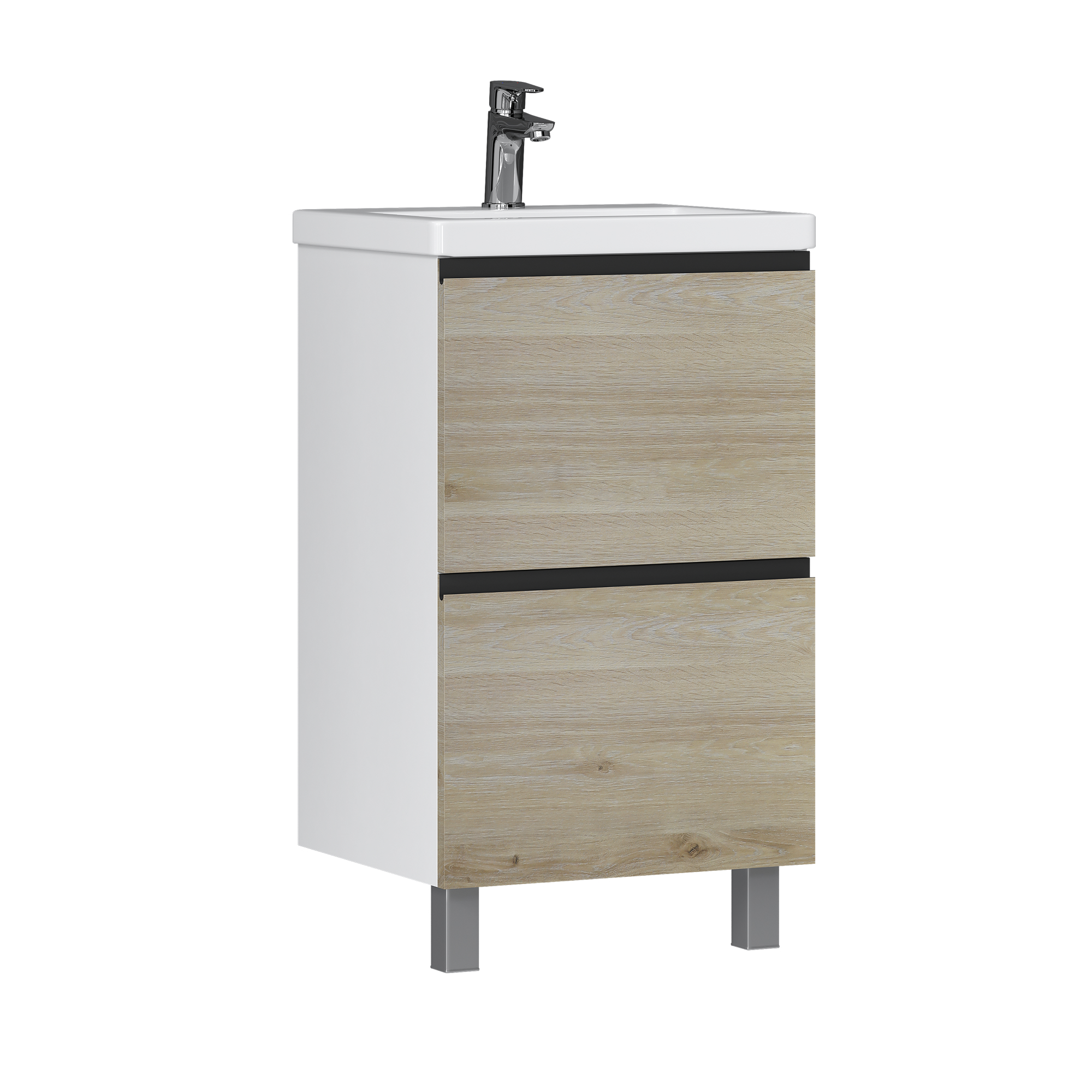 Изображение товара Тумба напольная под раковину Vigo Гросс 50 с 2 ящиками Como цвет дуб давос белый