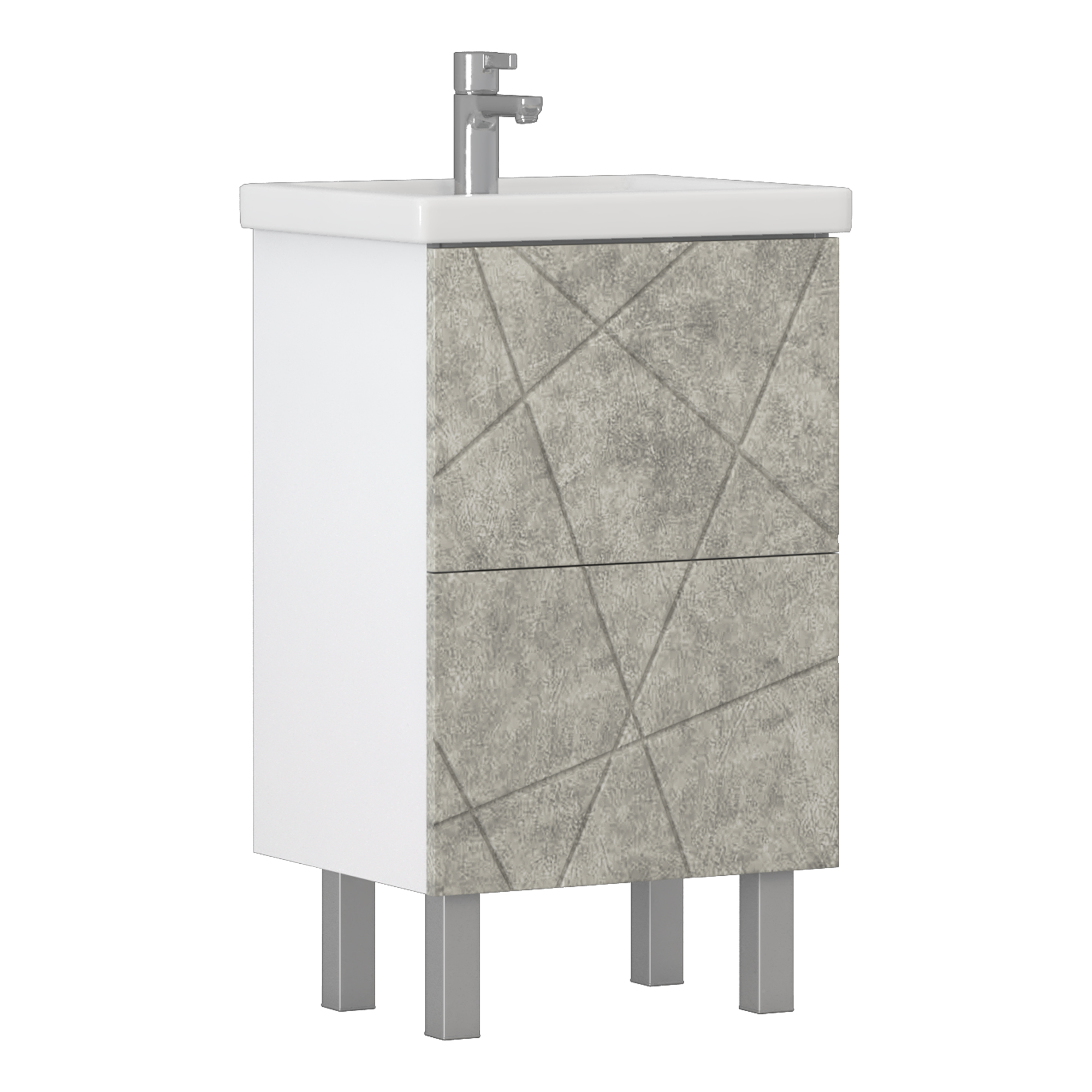 Изображение товара Тумба напольная под раковину Vigo Коста 50 с 2 ящиками белый бетон