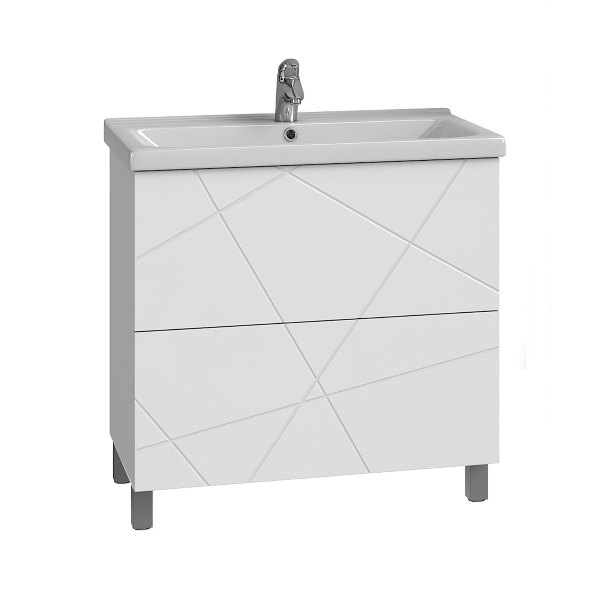 Изображение товара Водонепроницаемая напольная тумба под раковину Vigo Коста 80 с ящиками белая