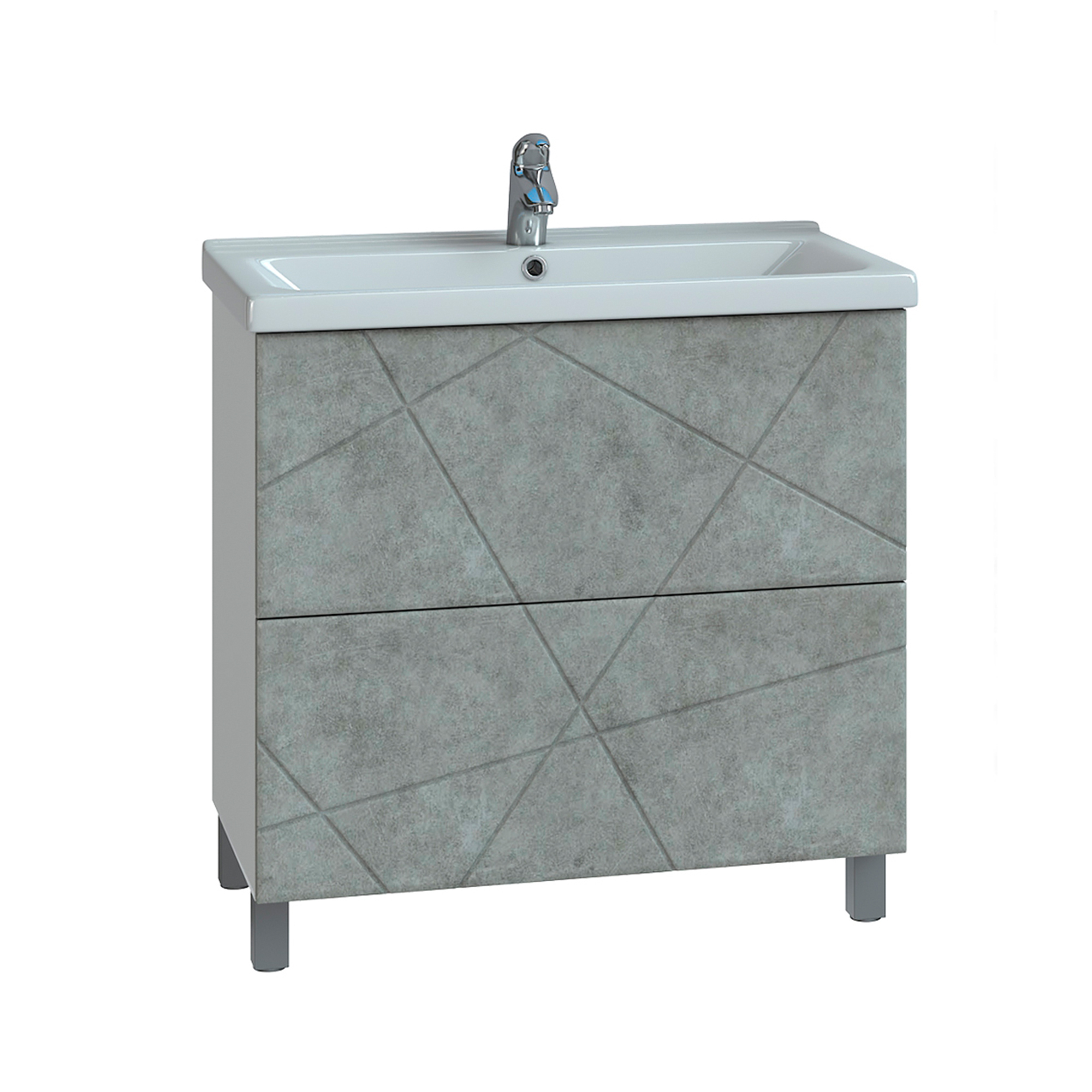 Изображение товара Тумба напольная под раковину Vigo Коста 80 с 2 ящиками белая бетон