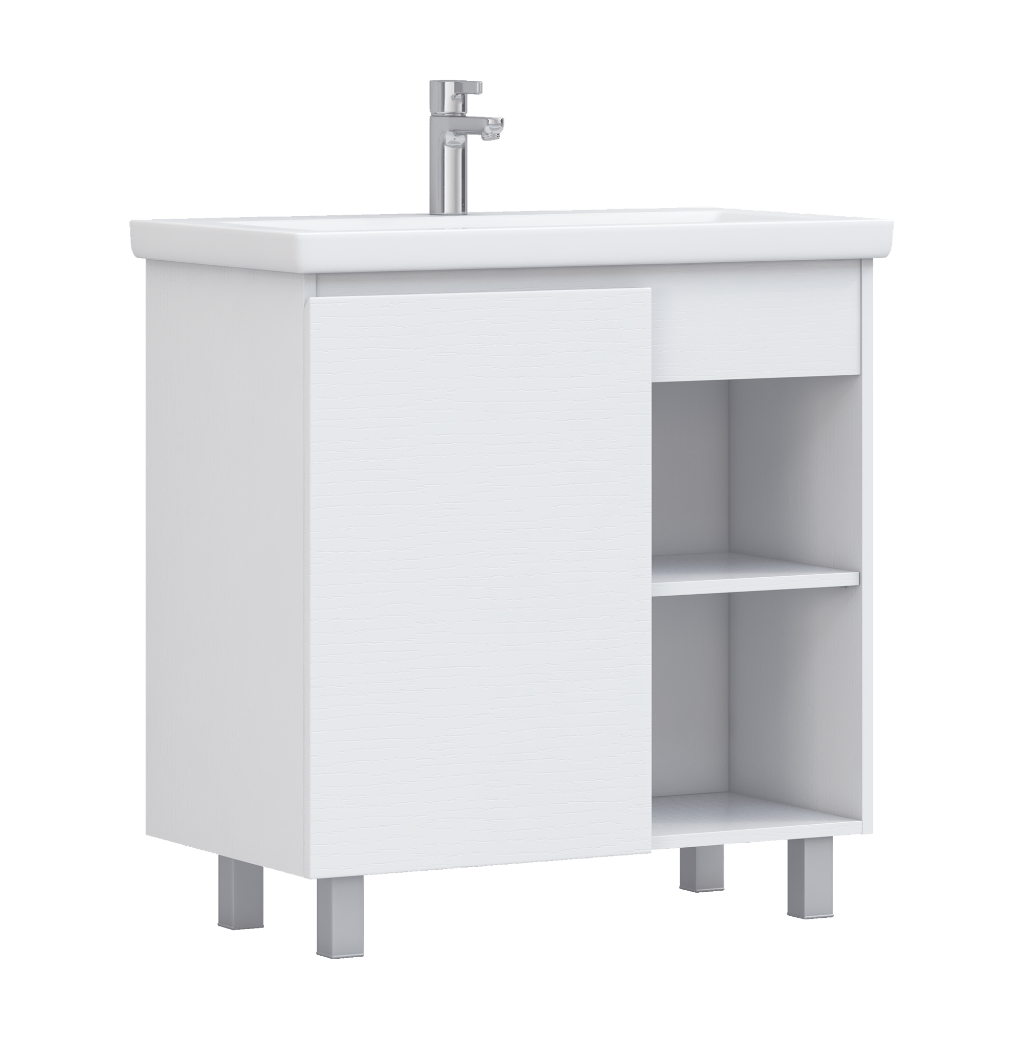 Изображение товара Тумба напольная под раковину Vigo Лиана 80 с 1 дверцей белая влагостойкая мебель