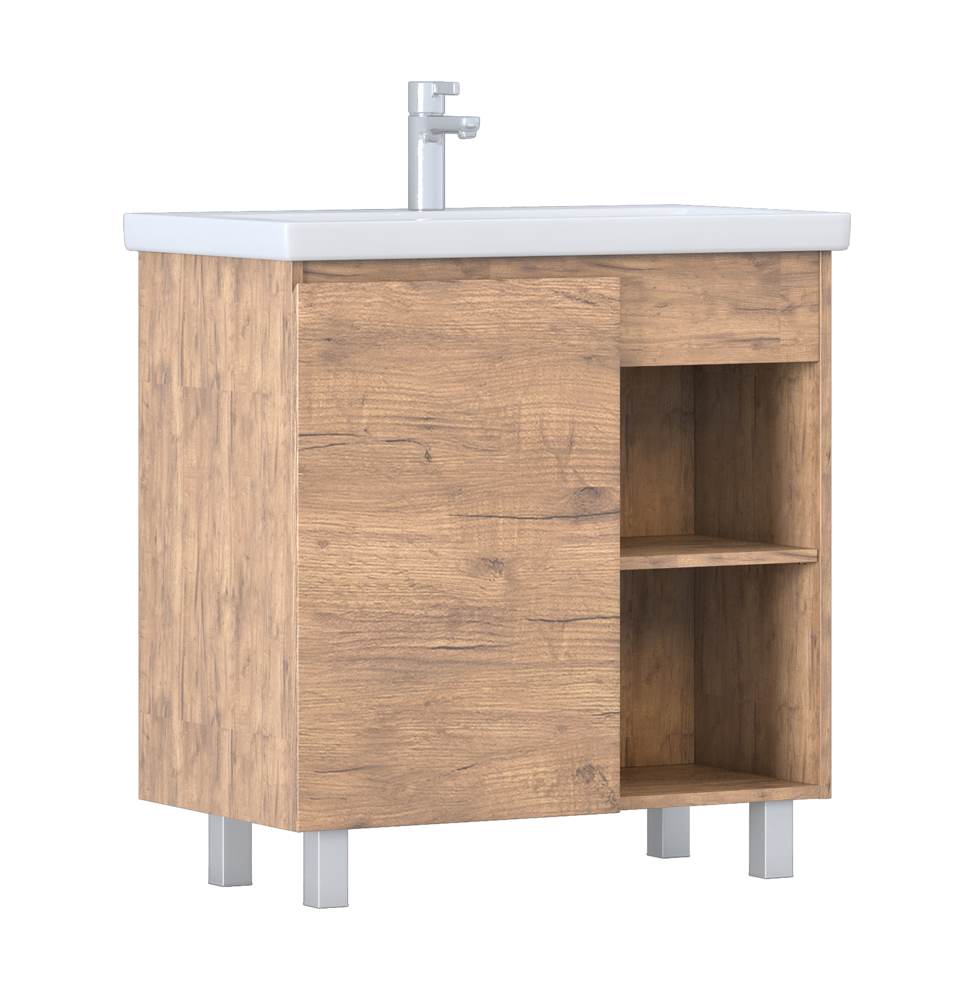 Изображение товара Напольная тумба под раковину Vigo Лиана 80 цвет дуб золотой с одной дверцей