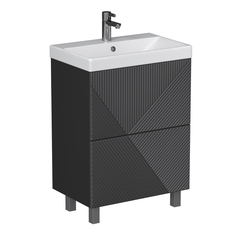 Изображение товара Тумба напольная под раковину Vigo Риос 60 с 2 ящиками цвет графит