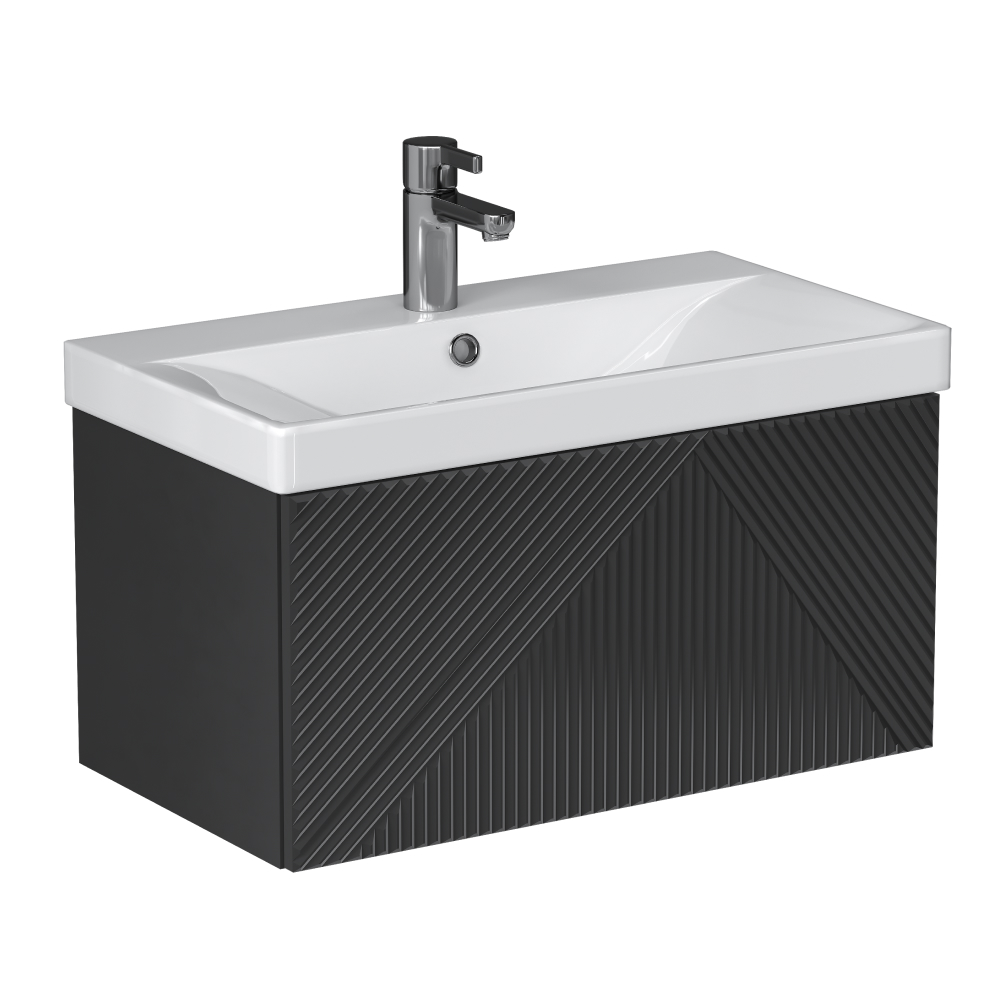 Изображение товара Навесная Тумба для Ванной Риос 70 графит МДФ система push-to-open