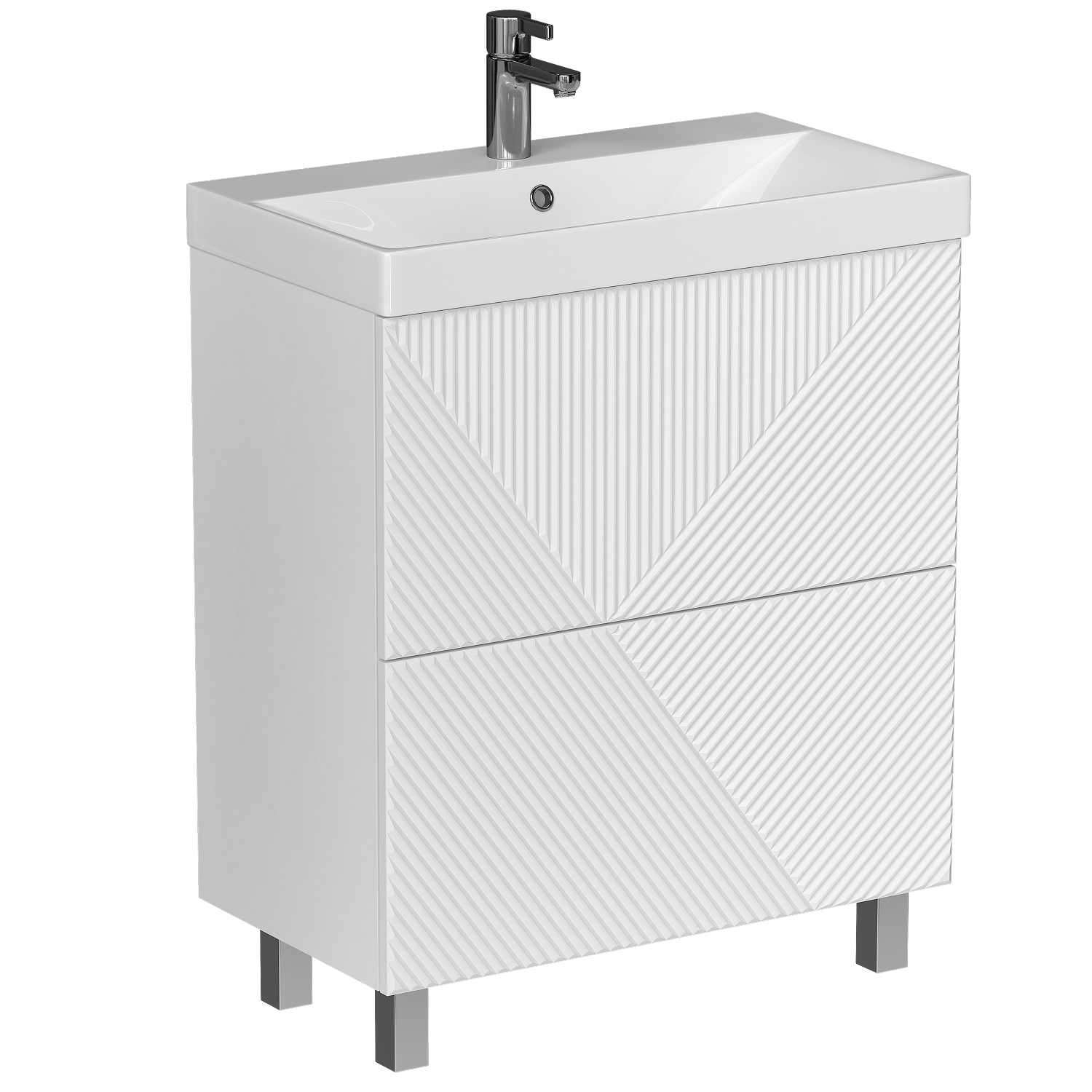 Изображение товара Тумба напольная под раковину Vigo Риос 70 с 2 ящиками (9696-70) цвет белый (раковина к тумбе арт.5747324)