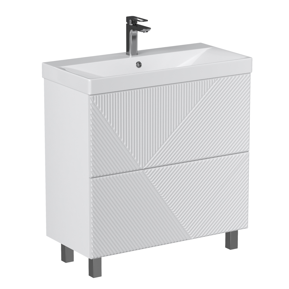 Изображение товара Тумба напольная под раковину Vigo Риос 80 2 ящика белый глянец