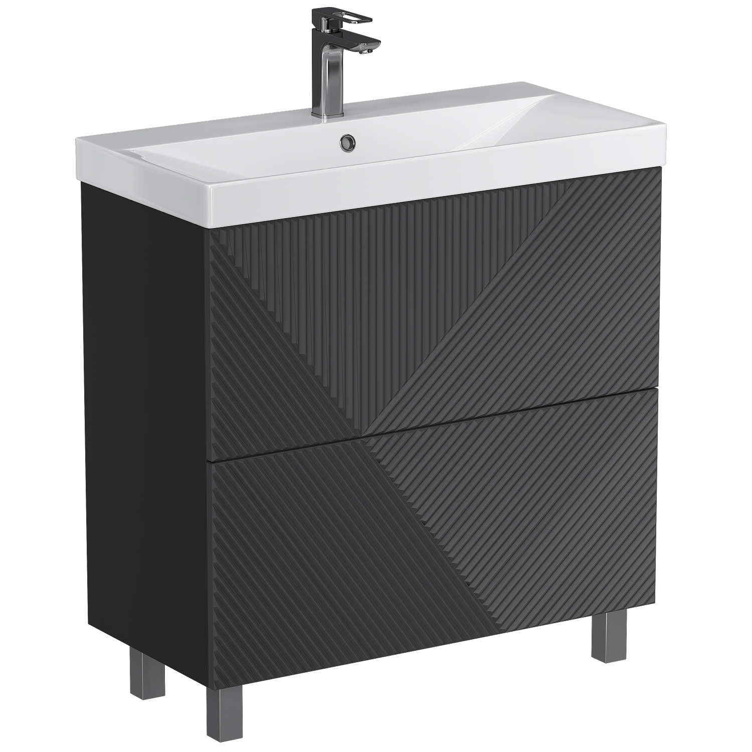 Изображение товара Тумба напольная под раковину Vigo Риос 80 цвет графит с 2 ящиками