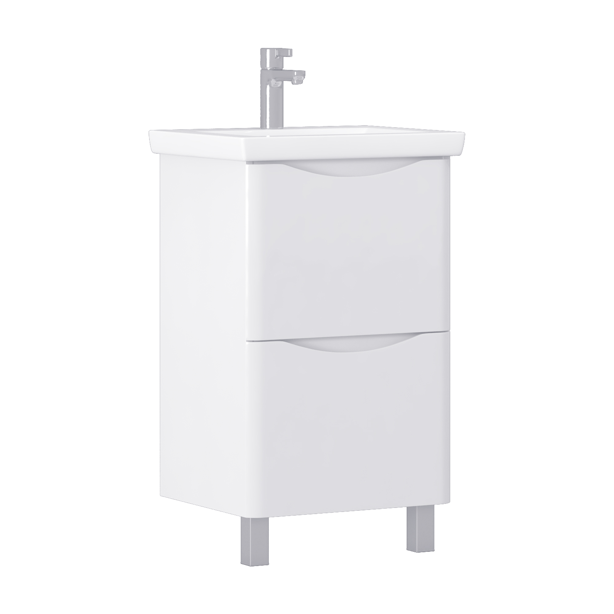 Изображение товара Тумба под раковину Vigo Флор 50 с ящиками белая напольная