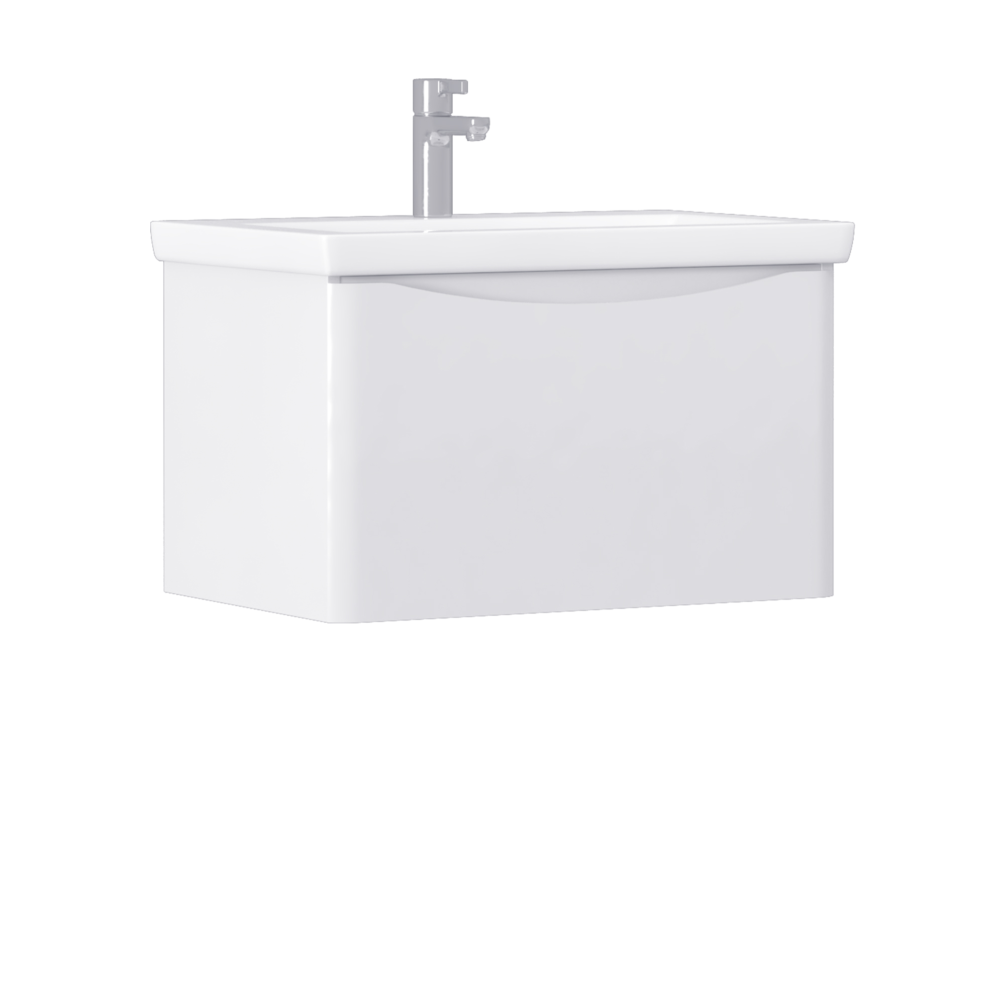 Изображение товара Навесная тумба под раковину Vigo Флор 70 белая с ящиком и мягким закрыванием