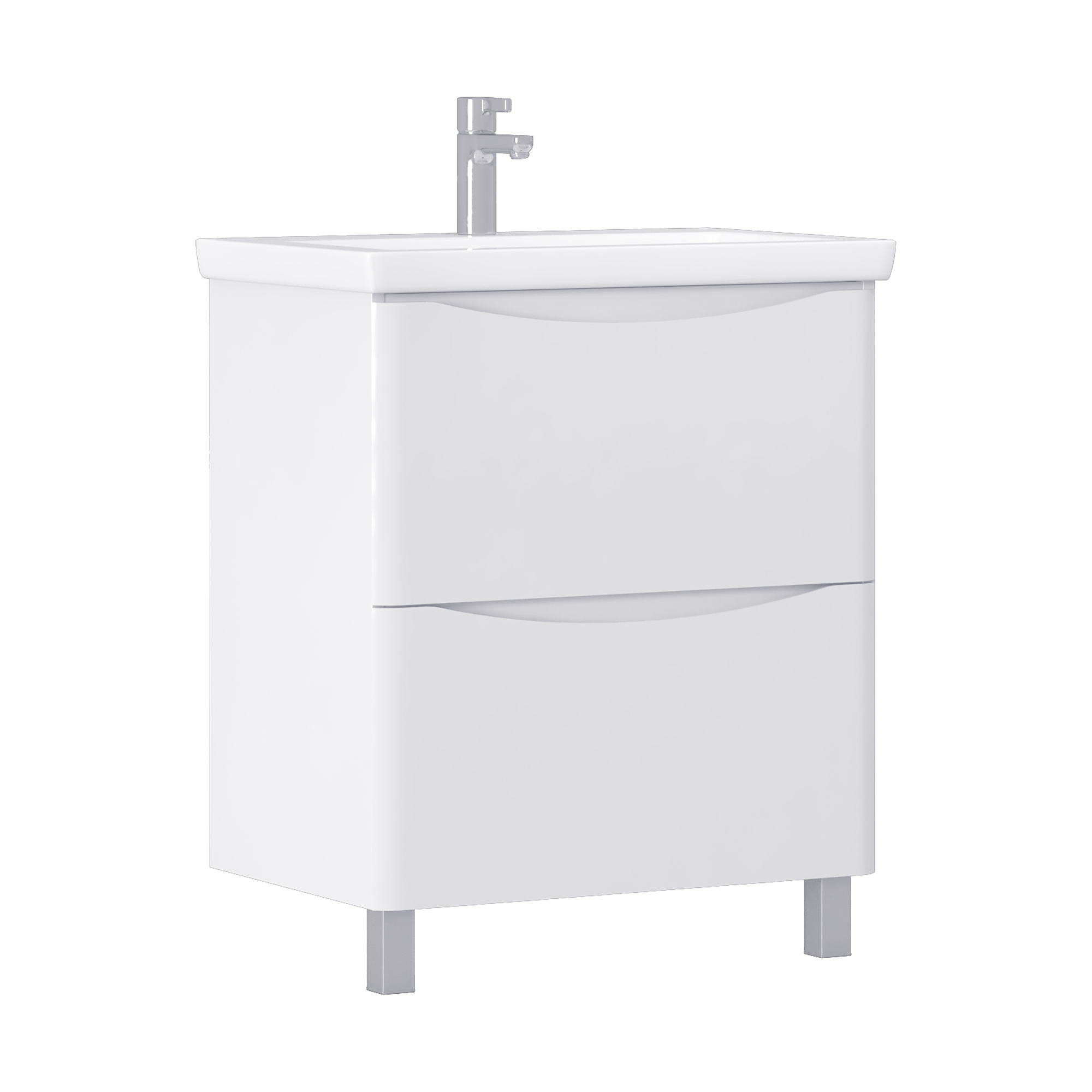 Изображение товара Тумба напольная под раковину Vigo Флор 70, 2 ящика, белая, современная ванная комната