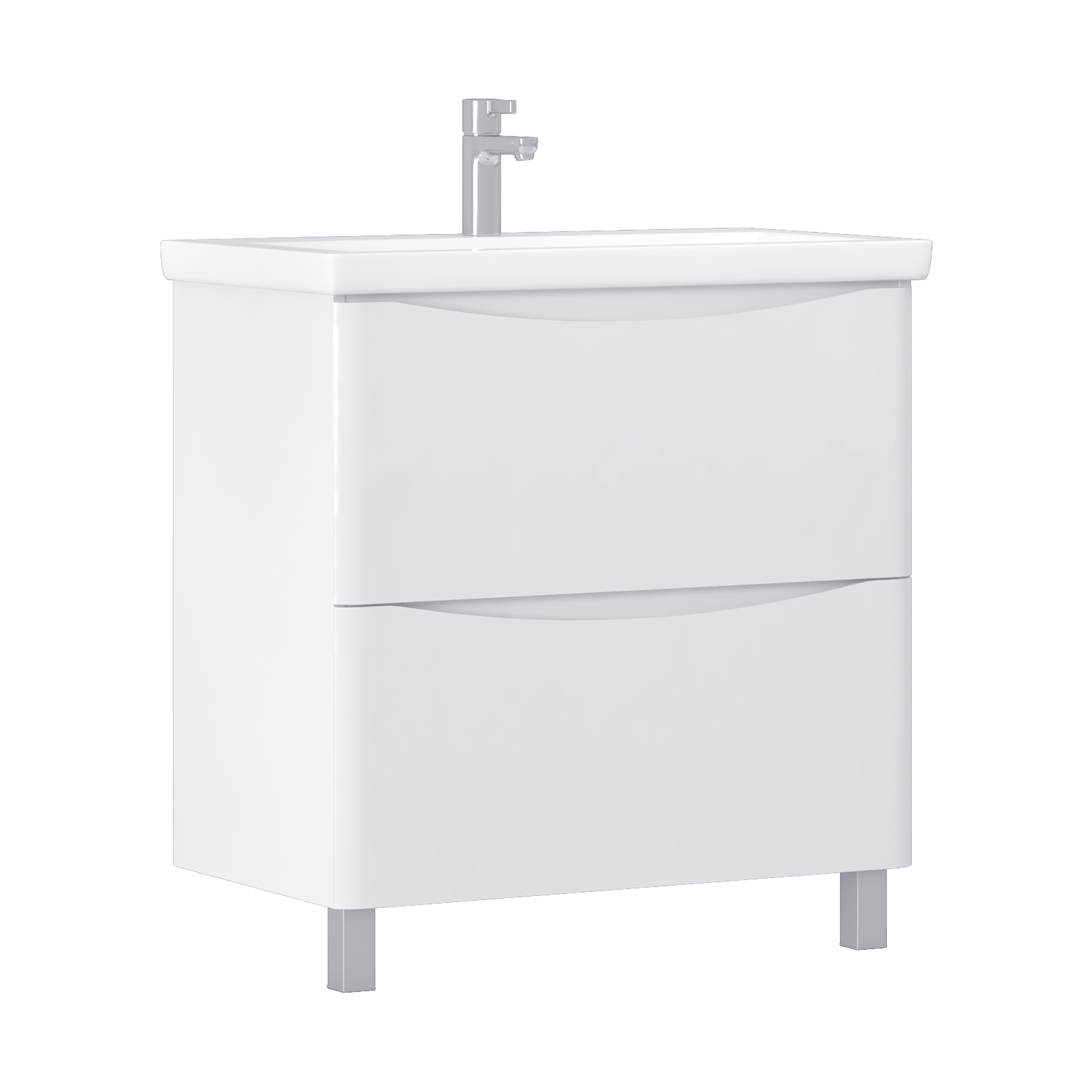 Изображение товара Тумба напольная под раковину Vigo Флор 80 с 2 ящиками белая стильная практичная