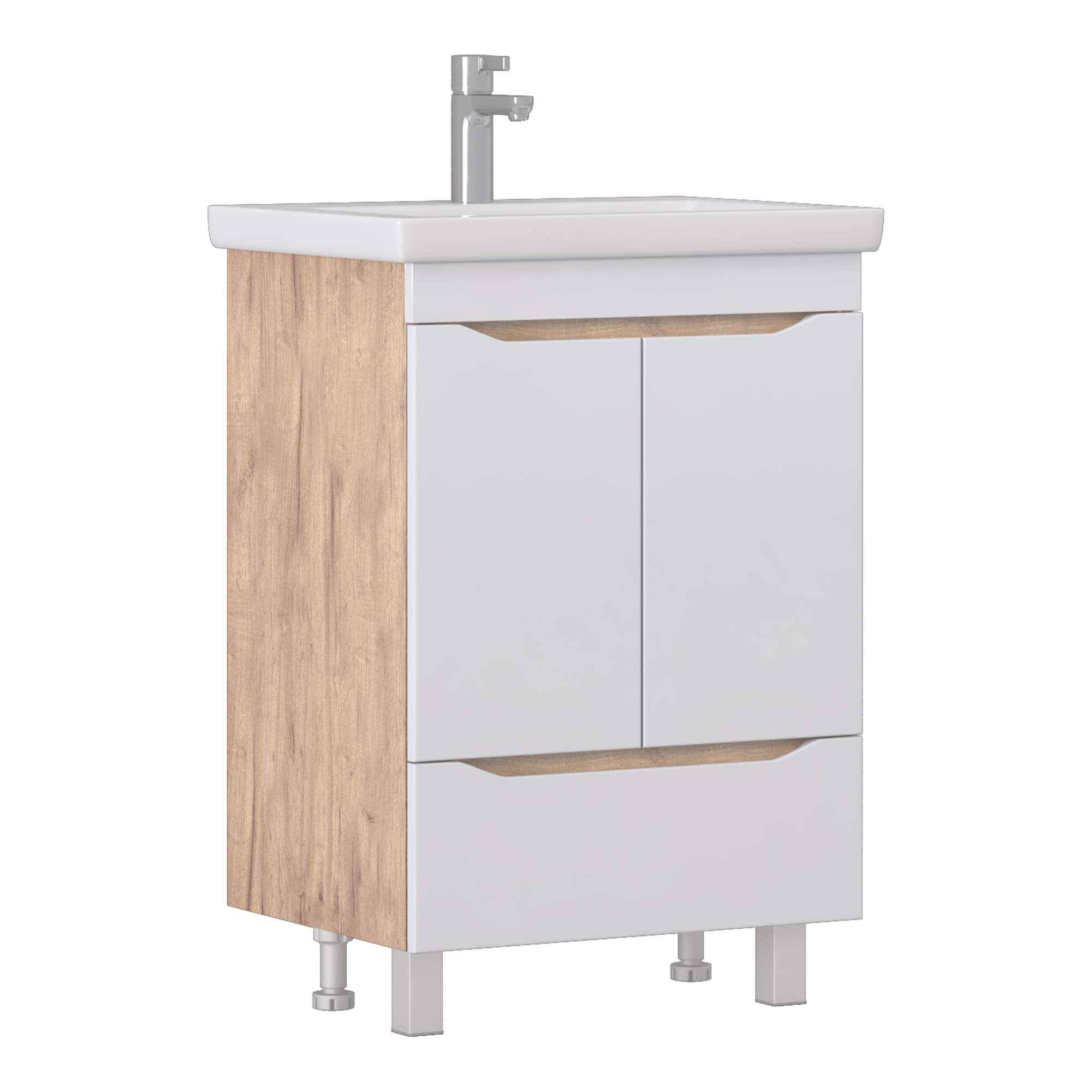 Изображение товара Современная напольная тумба под раковину Vigo Фрея 60 с ящиком и дверцами