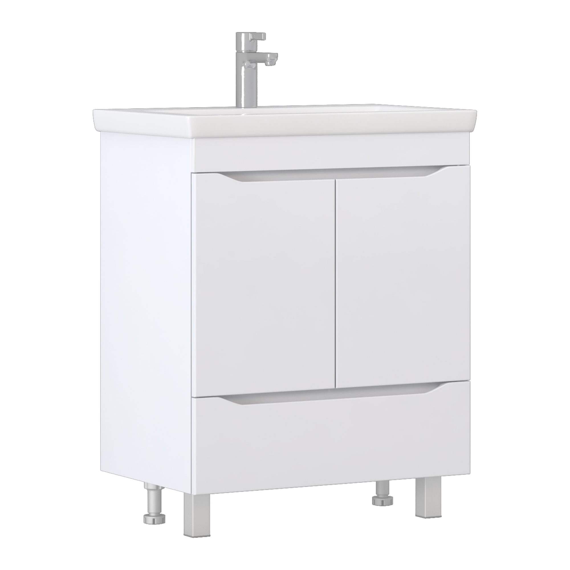 Изображение товара Ванна тумба напольная под раковину Vigo Фрея 70 с 2 дверцами и ящиком белая