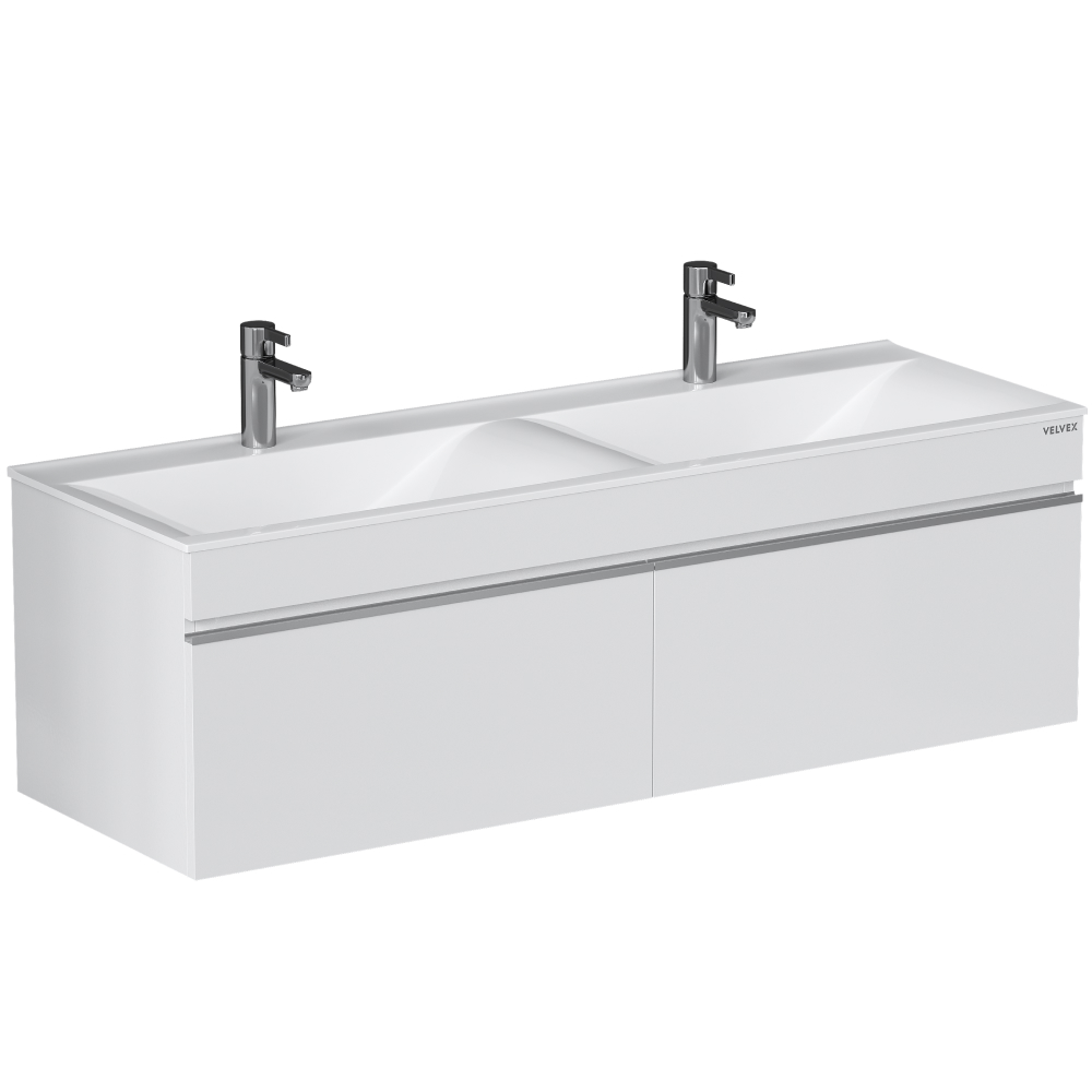 Изображение товара Навесная тумба под раковину Vigo Фьёрд 140 с 2 ящиками белая глянец