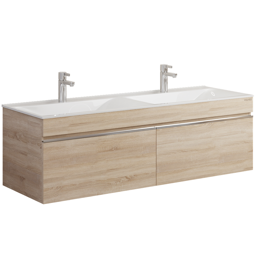 Изображение товара Тумба навесная под раковину Vigo Фьёрд 140 с 2 ящиками (Pulsus) цвет дуб сонома  (раковина к тумбе арт.5747319)