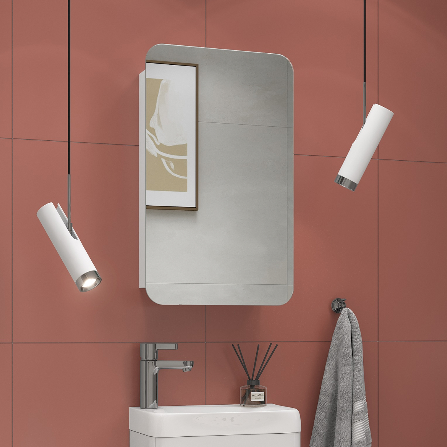 Изображение товара Шкаф навесной для ванной комнаты Лода 40 с зеркалом