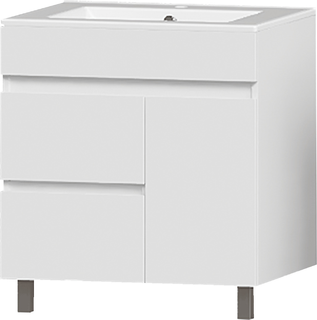 Изображение товара Тумба напольная Nova Sanita Luxe Квадро с ящиками 77,5x74,1 см глянец белый (раковина к тумбе арт. 4341525)