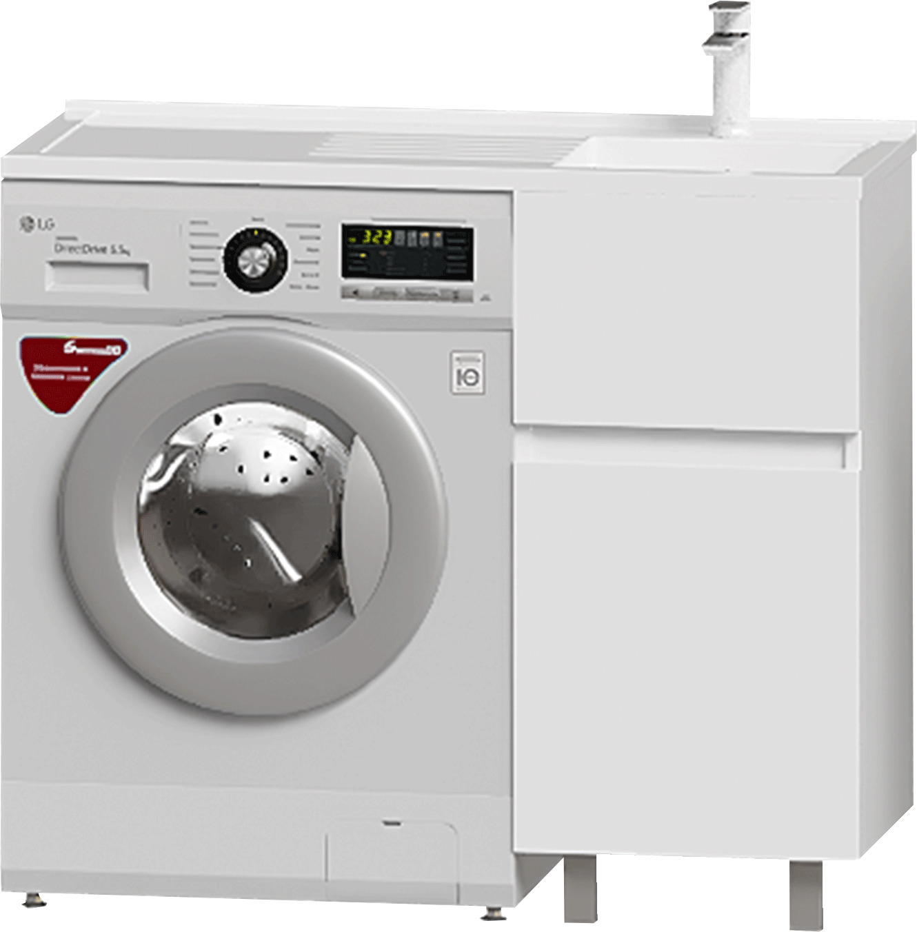 Изображение товара Тумба под стиральную машину Nova белая напольная распашная 88.5x38 см глянец