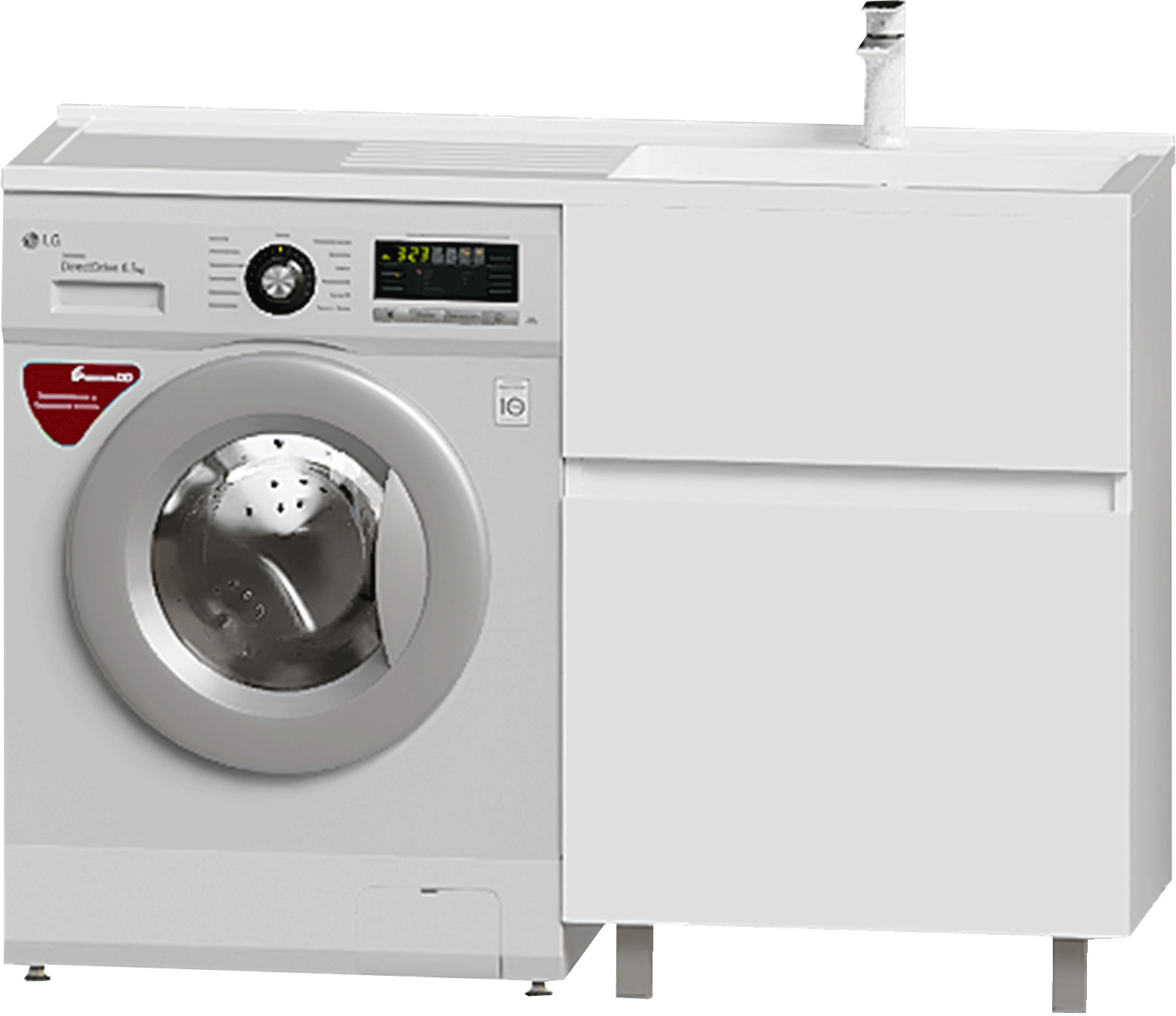 Изображение товара Тумба под стиральную машину Nova 88,5x58 см глянцевая белая напольная распашная