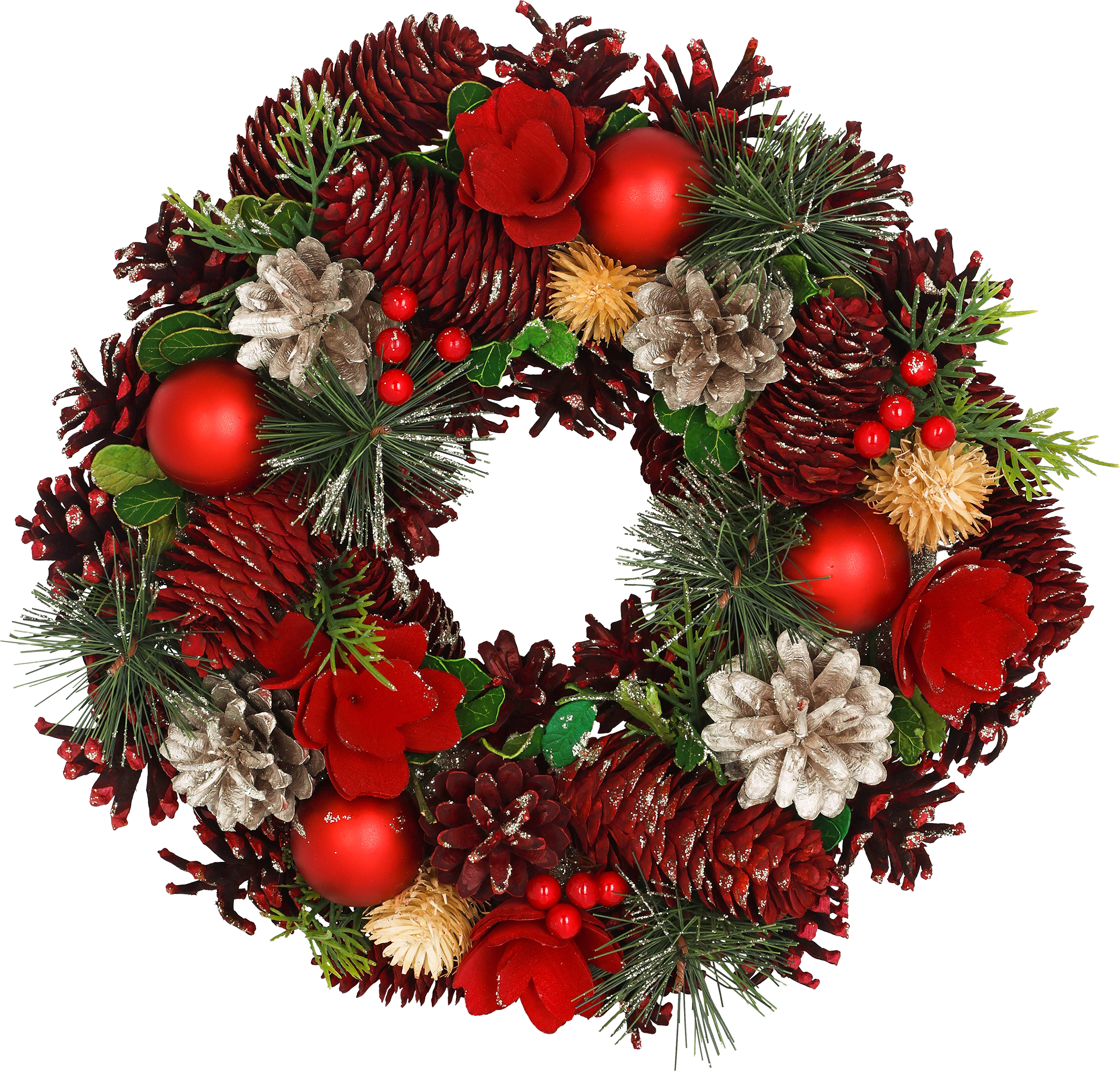 Изображение товара Венок HOMECLUB Рождественский с шишками и ягодами 30см