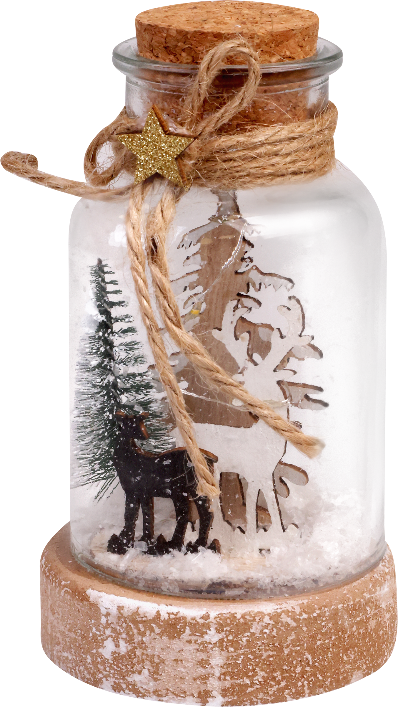 Изображение товара Композиция новогодняя HOMECLUB Северные олени 13,5см, с LED-подсветкой, дерево, стекло, IP20 Арт. 19SF21489