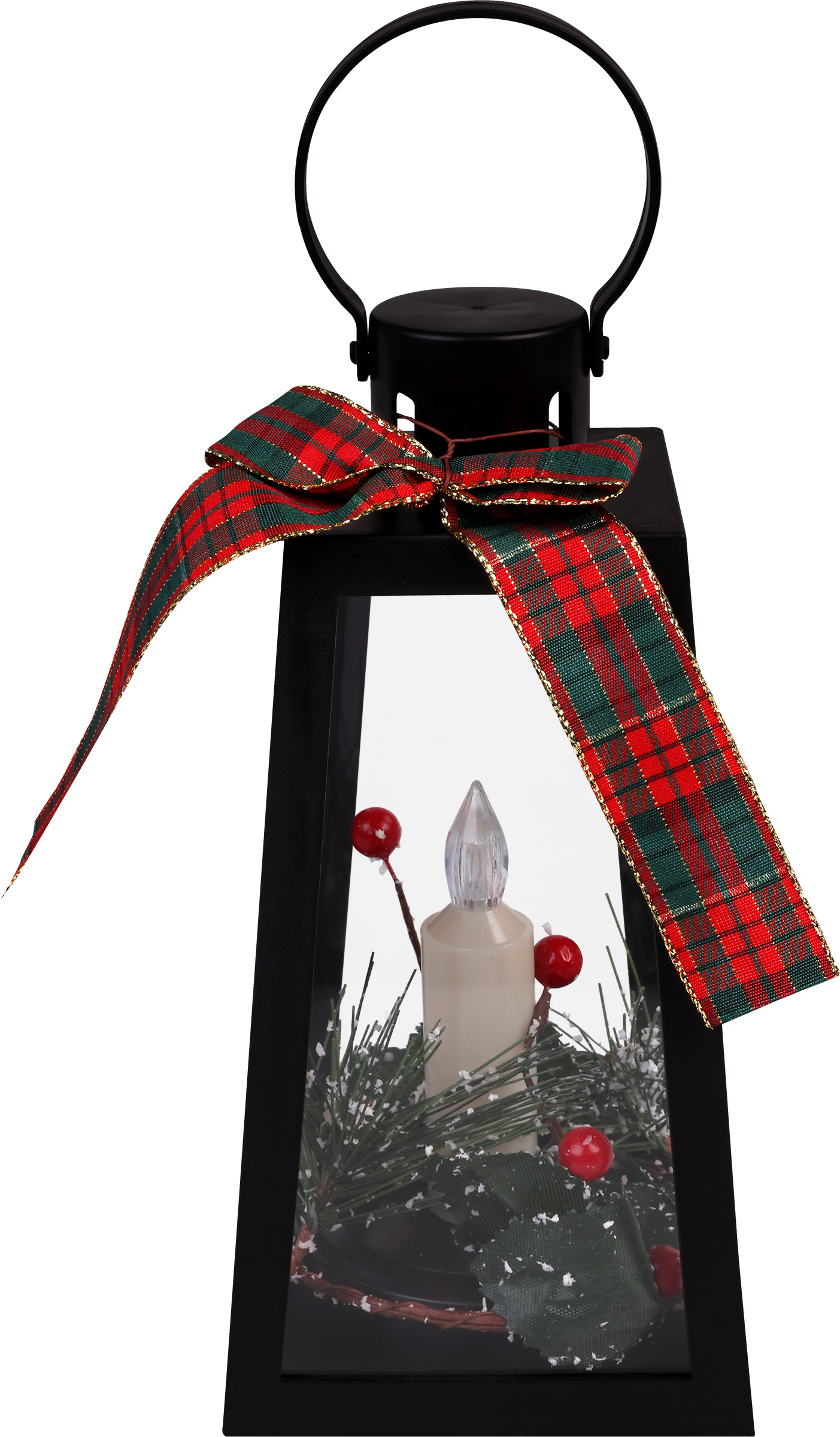 Изображение товара Фонарь HOMECLUB Свеча в окне c LED-подсветкой 20-20,3см, черный, в ассортименте, на батарейках