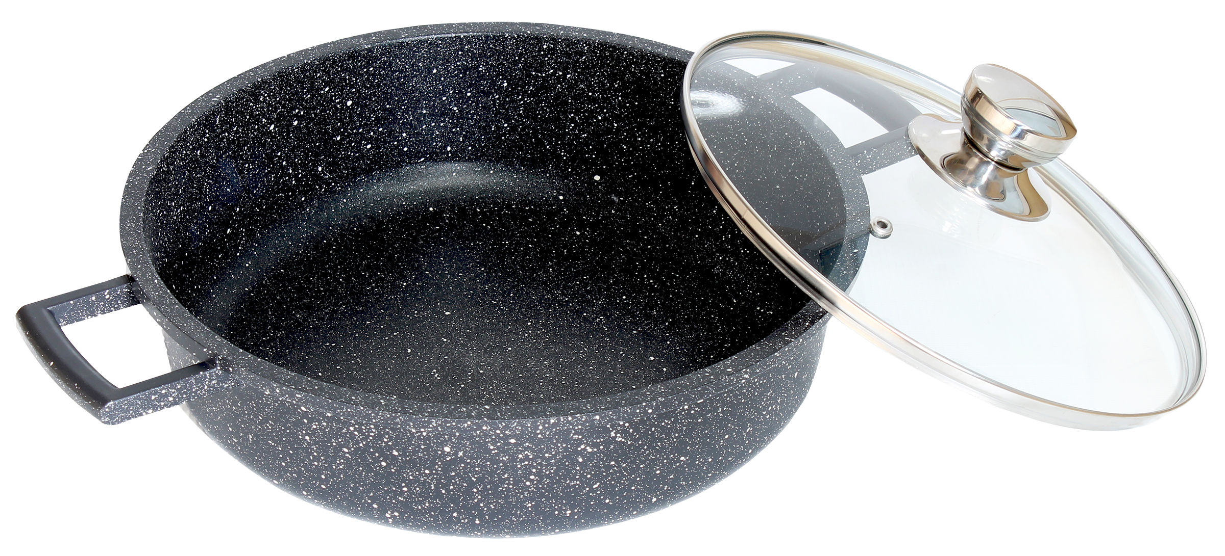 Изображение товара Жаровня HOMECLUB Marble 28см из литьевого алюминия со стеклянной крышкой 4.3л