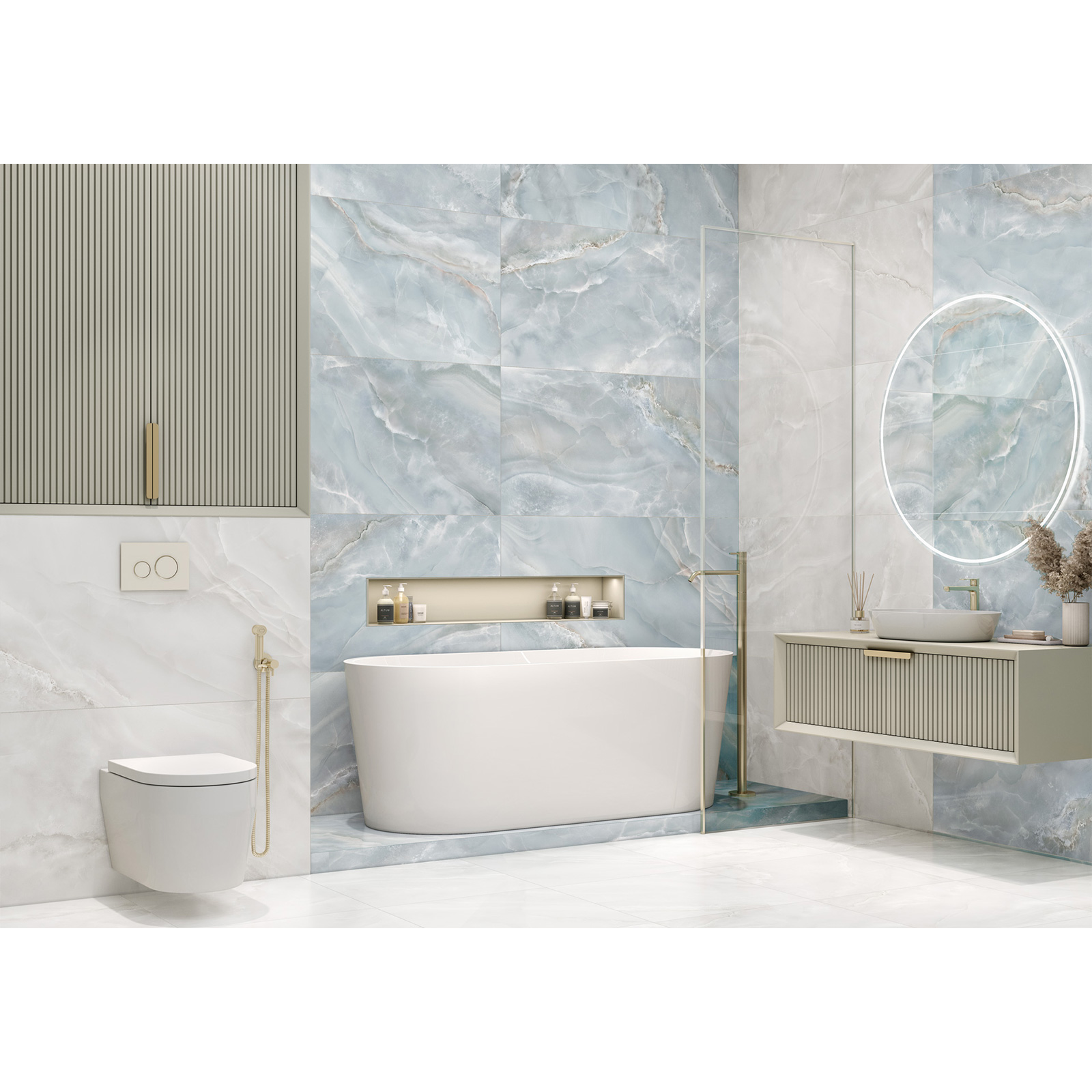 Изображение товара Керамогранит Delacora Onyx Breez Gray 60Х120 см для стильного интерьера