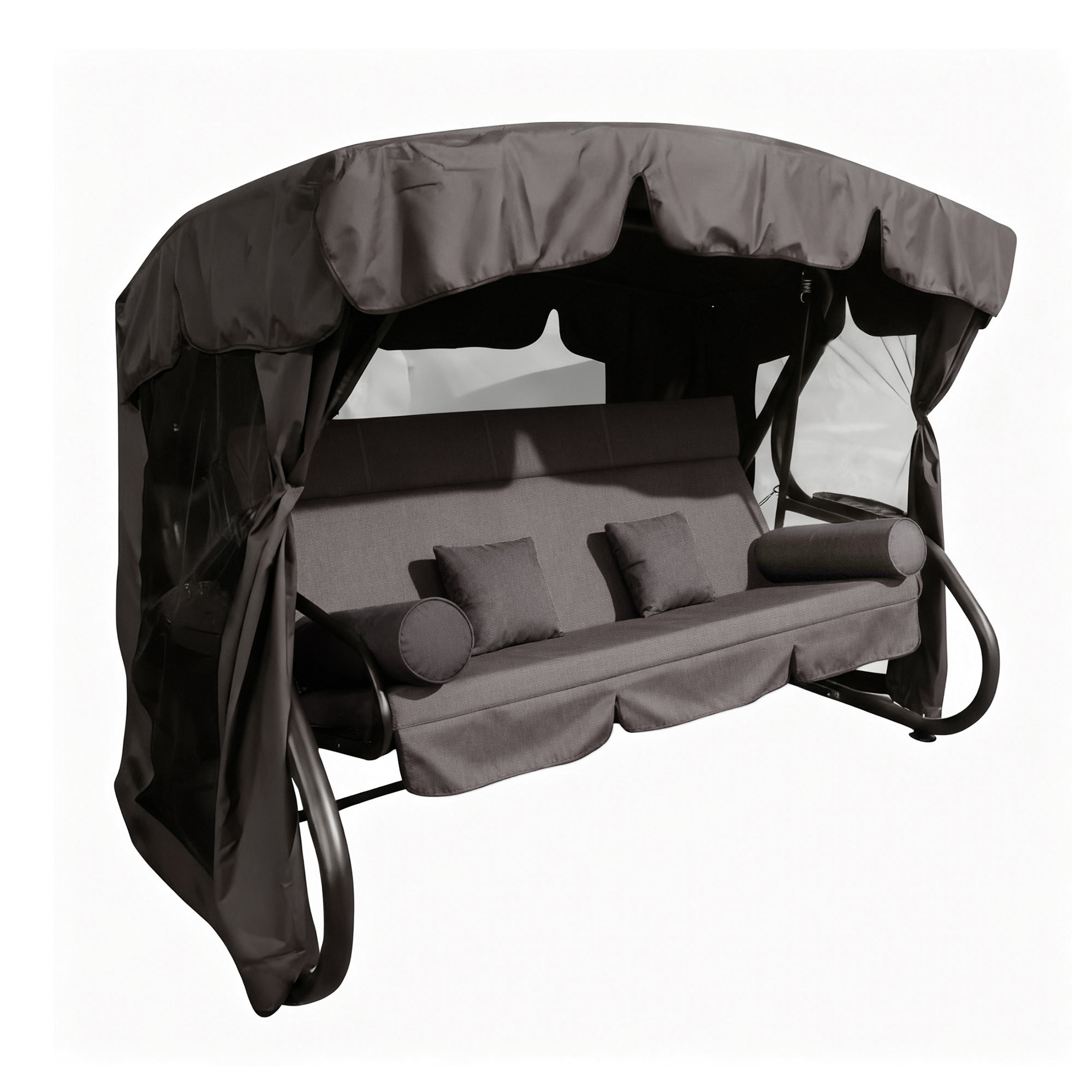 Изображение товара Диван-качели Мадейра зеленая для сада с защитным тентом и мягкими подушками