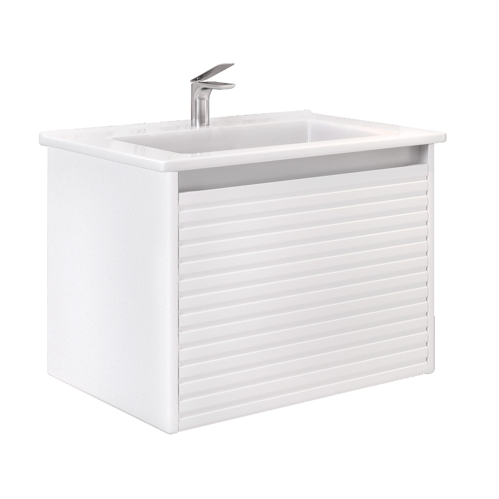 Изображение товара Подвесная тумба для ванной с ящиком и мягким закрыванием Белая Кранц 65.1Y