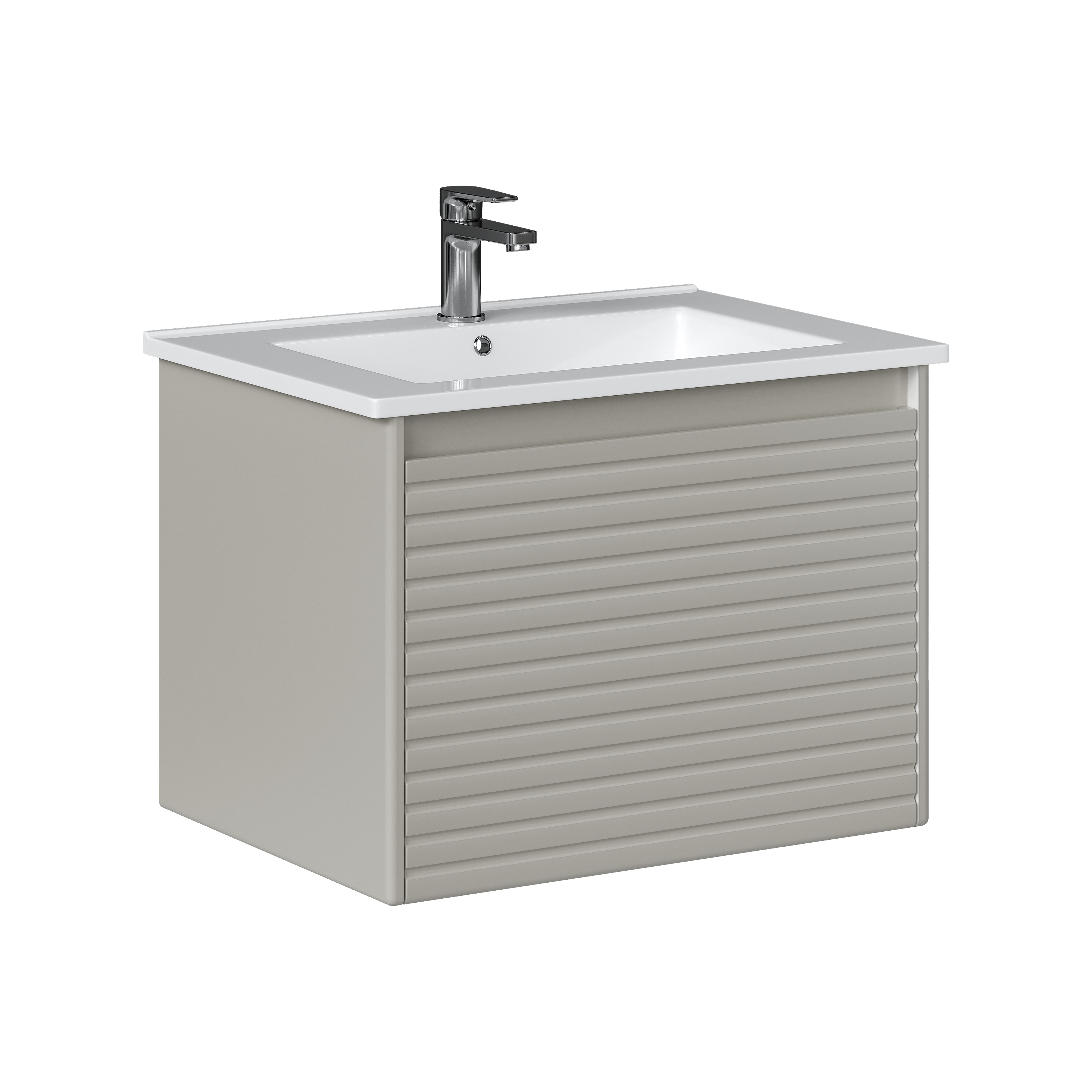 Изображение товара Подвесная тумба для ванной комнаты Кранц 65.1Y серый шелк с выдвижным ящиком