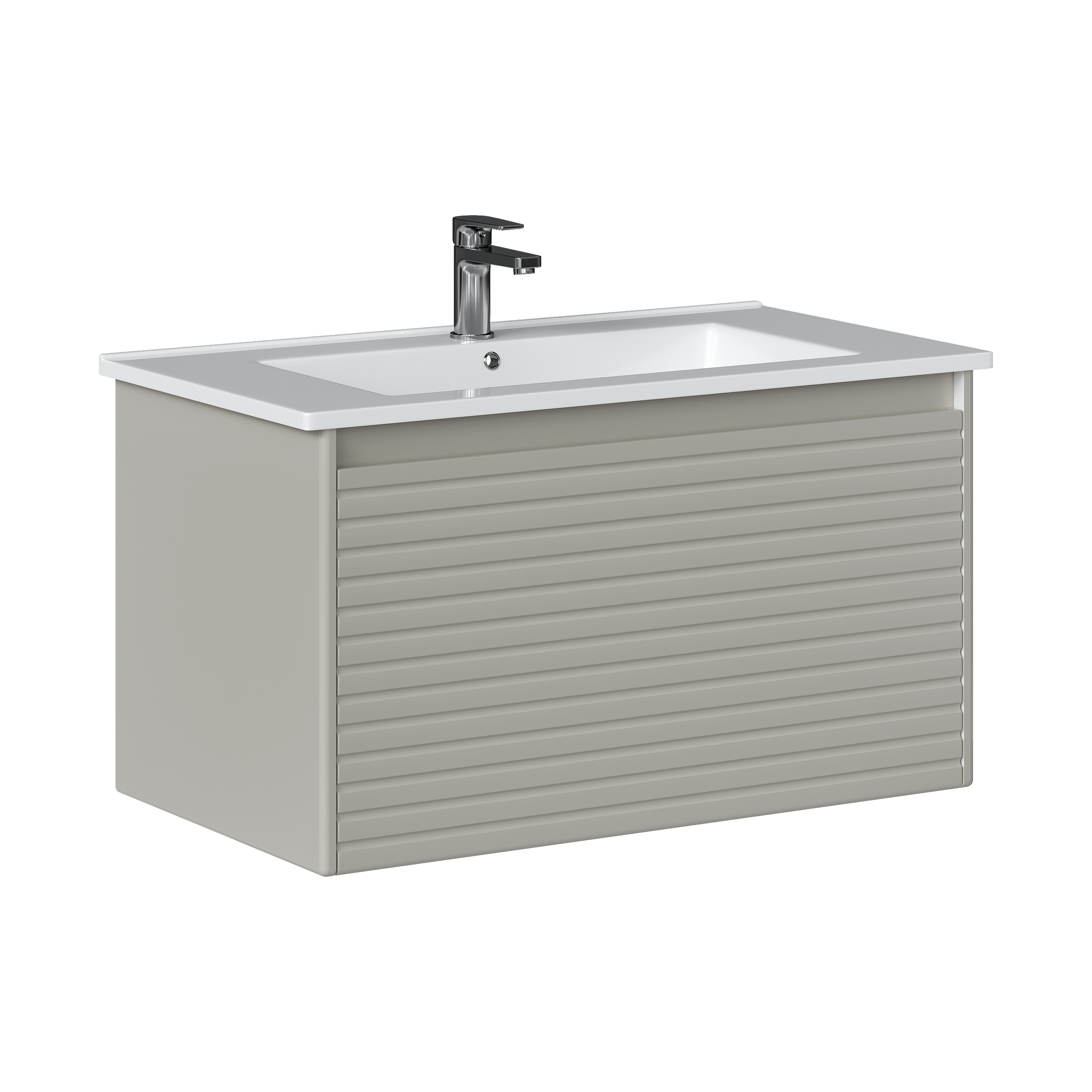 Изображение товара Подвесная тумба Кранц 85.1Y серый шелк с мягким покрытием и системой плавного закрывания