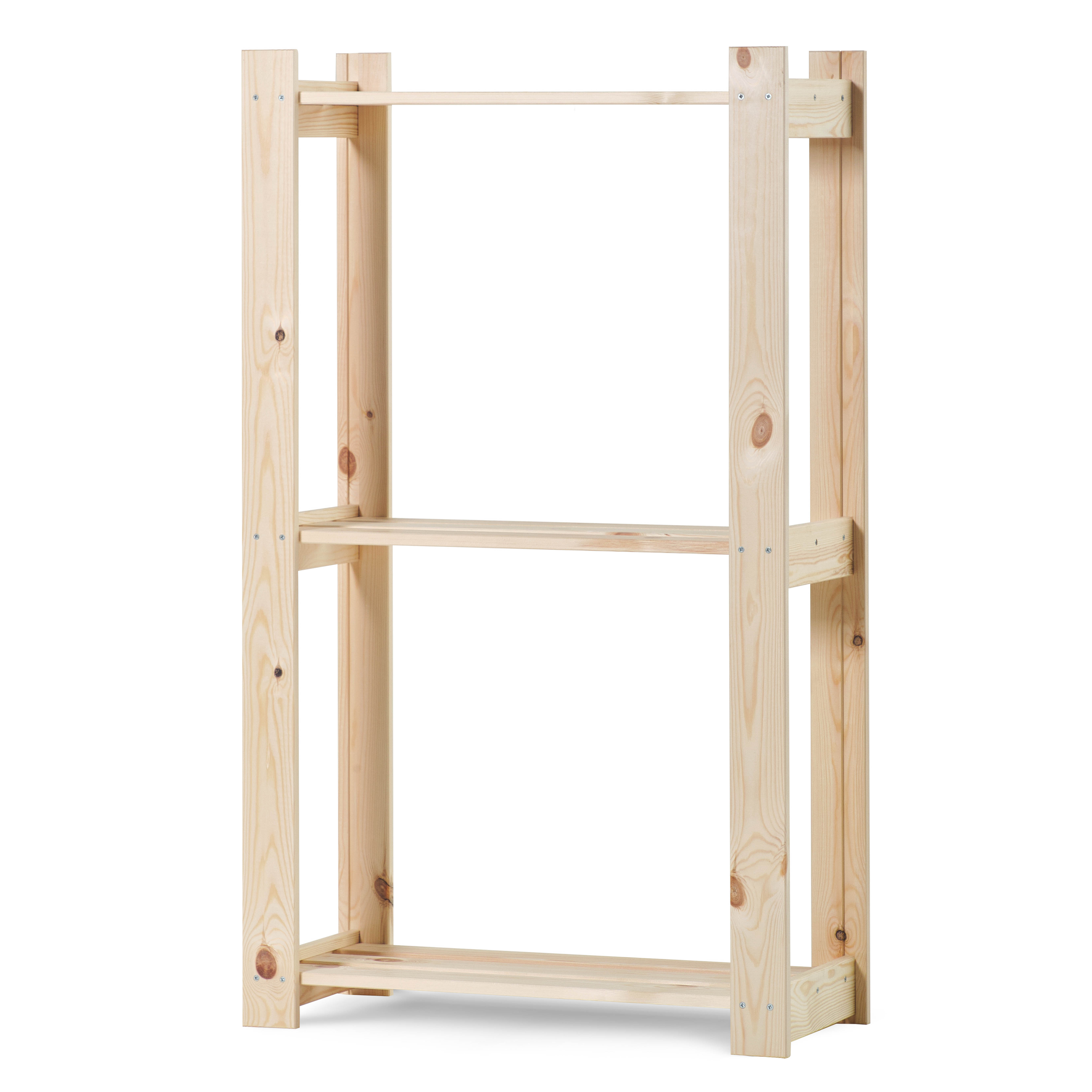 Изображение товара Стеллаж-этажерка Лузалес УСЛА 3 полки из сосны, универсальный дизайн, размеры 650х287х1100 мм