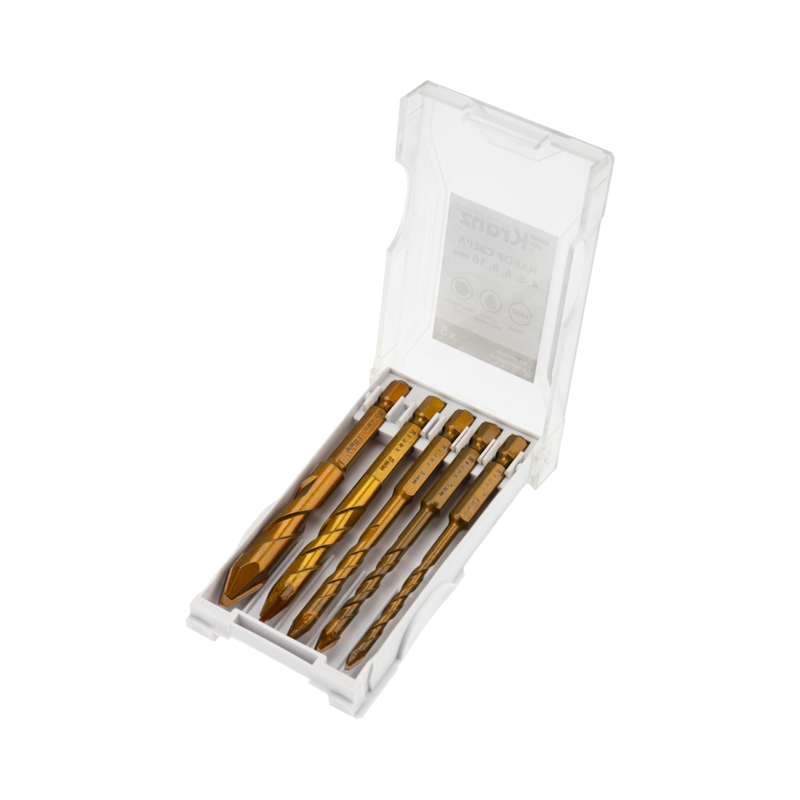 Изображение товара Набор сверл по керамике Kranz 10 мм с шестигранным хвостовиком и кейсом