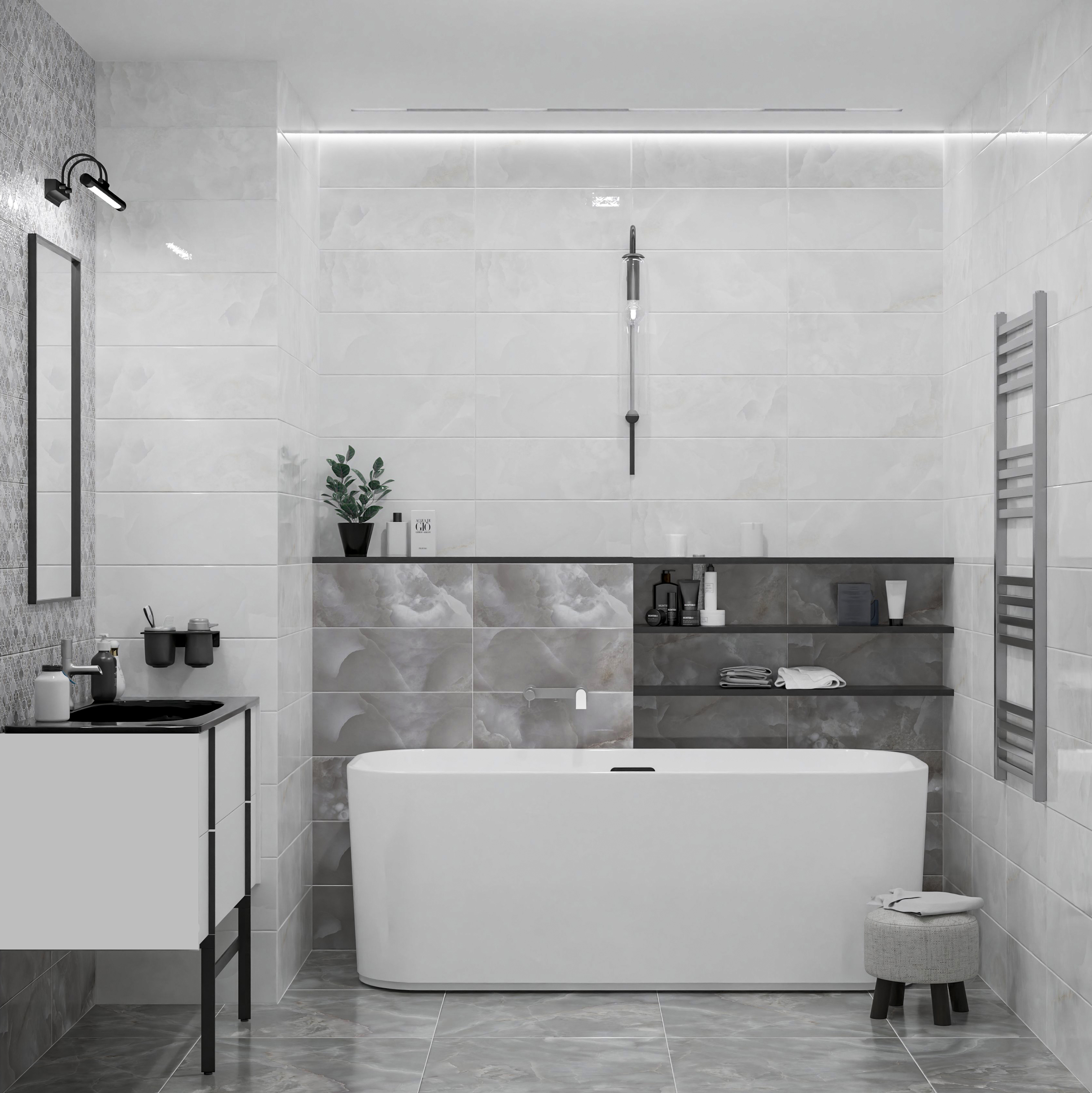 Изображение товара Напольная керамическая плитка Azori Lux серый 42Х42 см для современных интерьеров