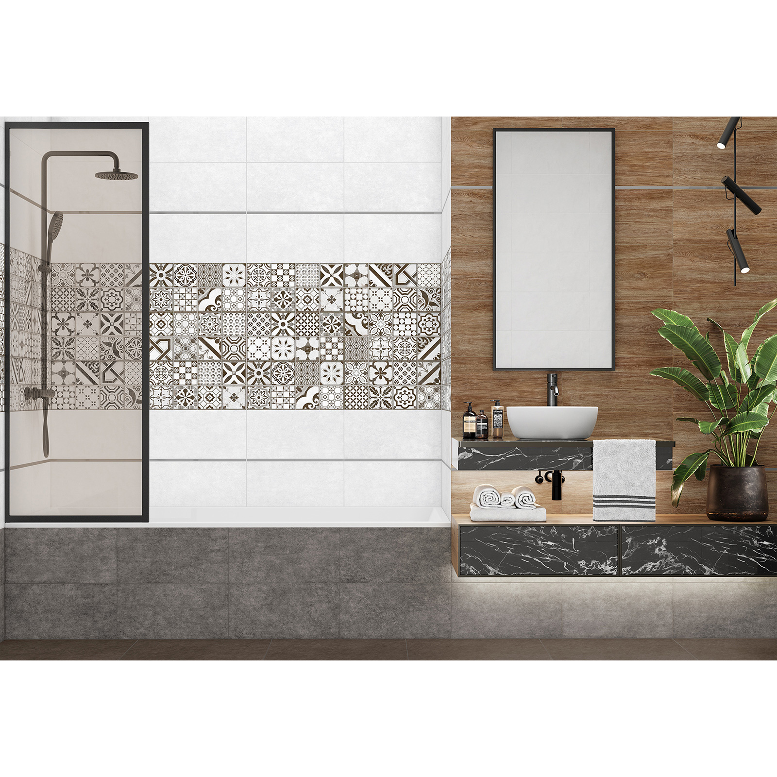 Изображение товара Плитка Настенная Alma Ceramica Boho серый 24,9X50 см 1,1205 м²