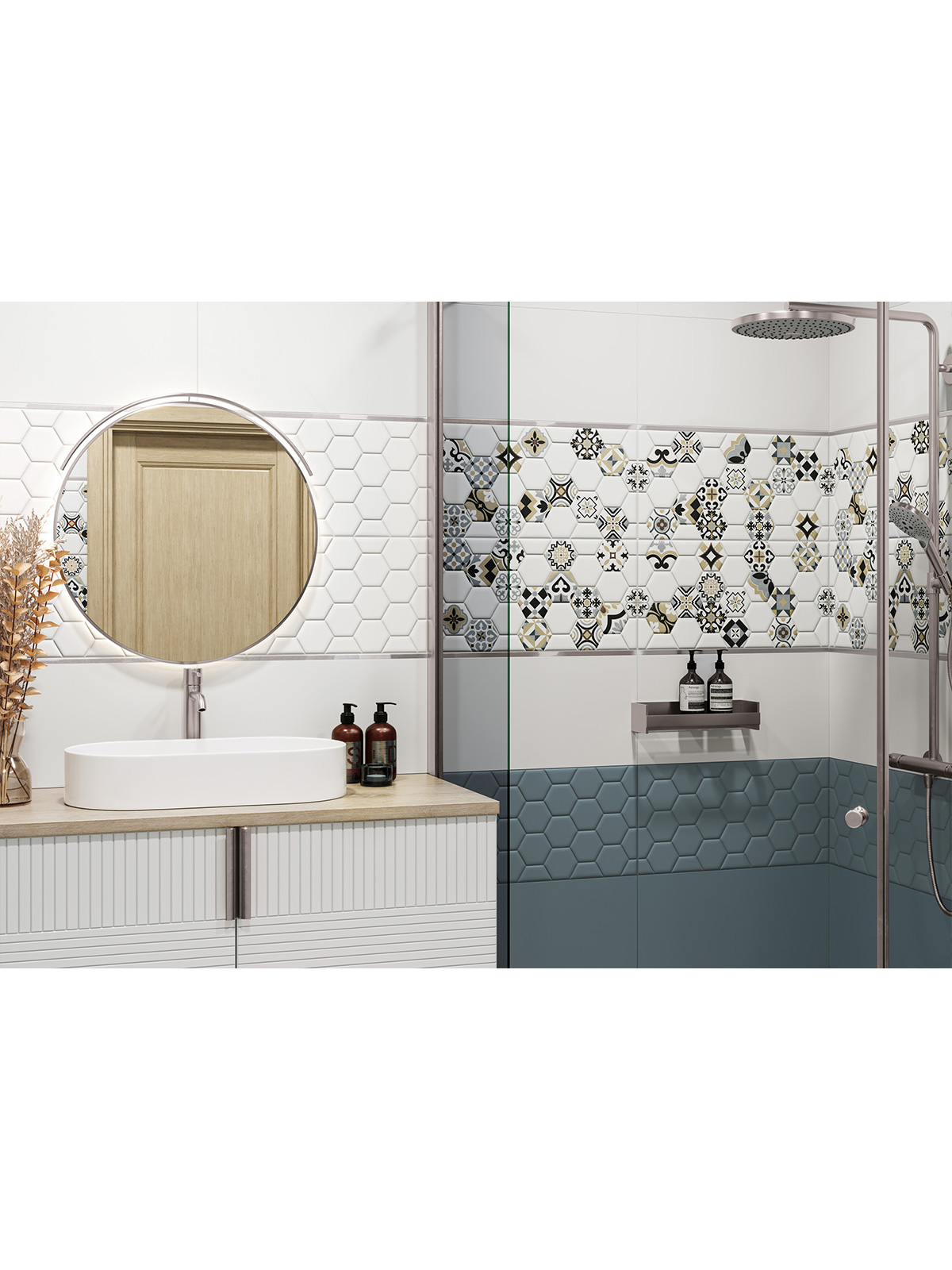 Изображение товара Плитка настенная New Trend Edelweiss Hexagon белая 24,6X74 см 1,8 м²