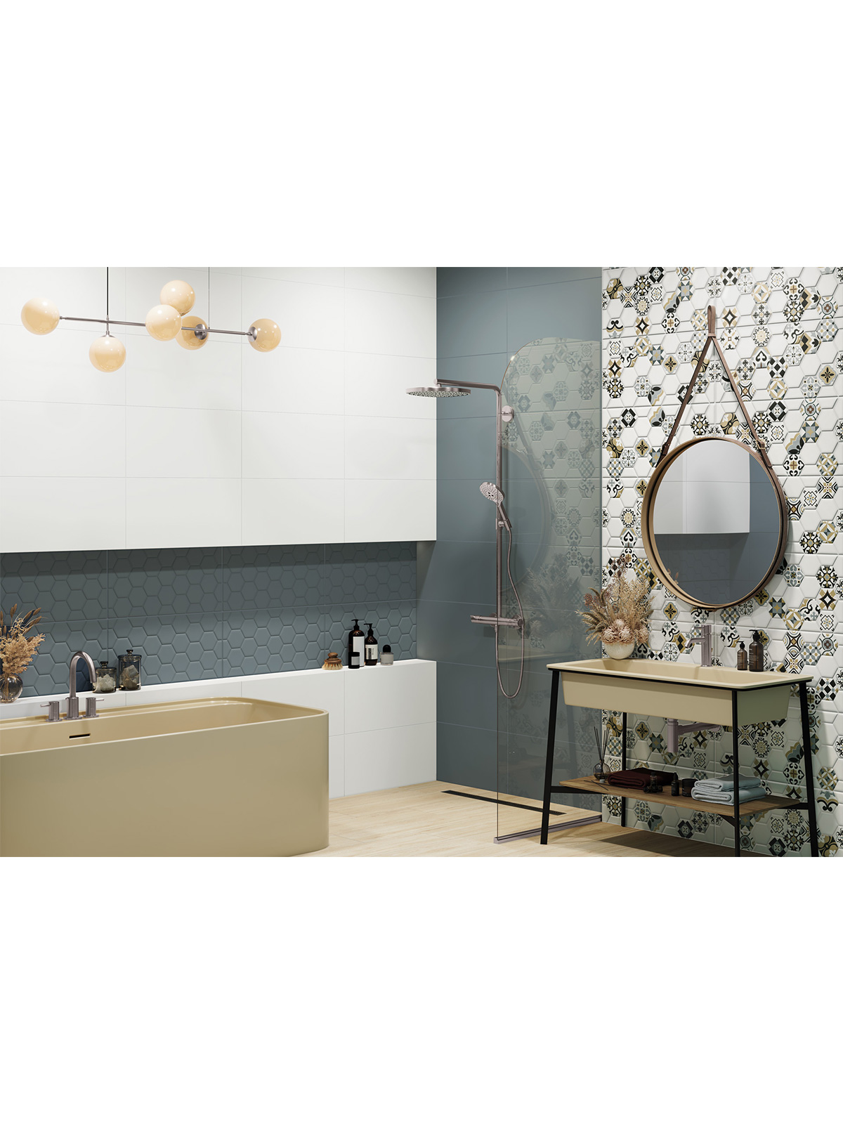 Изображение товара Плитка настенная Edelweiss Hexagon синий 24,6х74 см 1,8м² для ванной