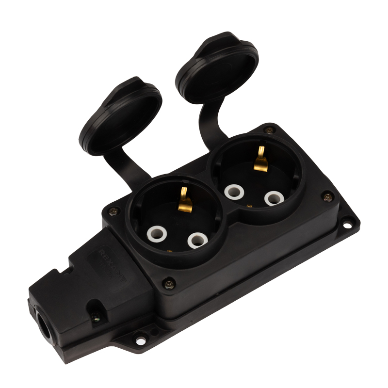 Изображение товара Розетка 2 поста REXANT COMPACT 111-222 черный