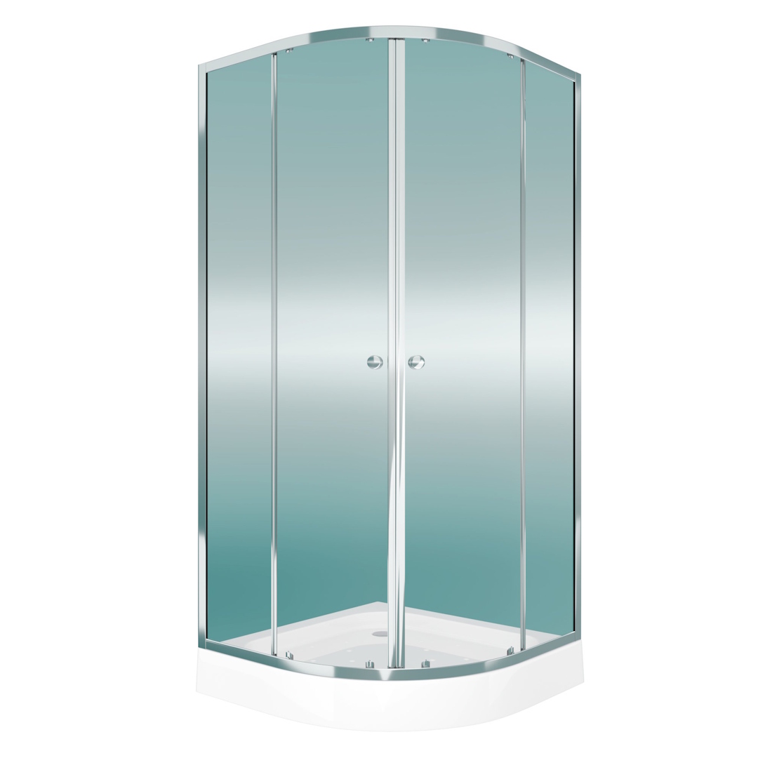 Изображение товара Душ уголок Watersense W00792 90х90,1/4круга,с поддоном,стекло прозрач закал,профиль хром глянц,сифон клик-клак