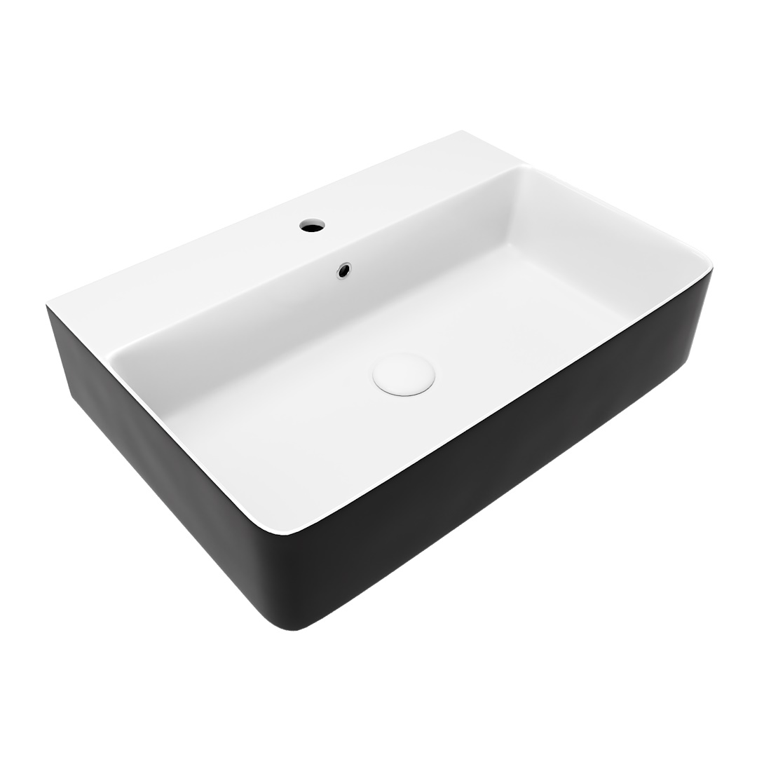 Изображение товара Раковина для ванной накладная Watersense Eva 60 Duo черно-белый глянец W00774