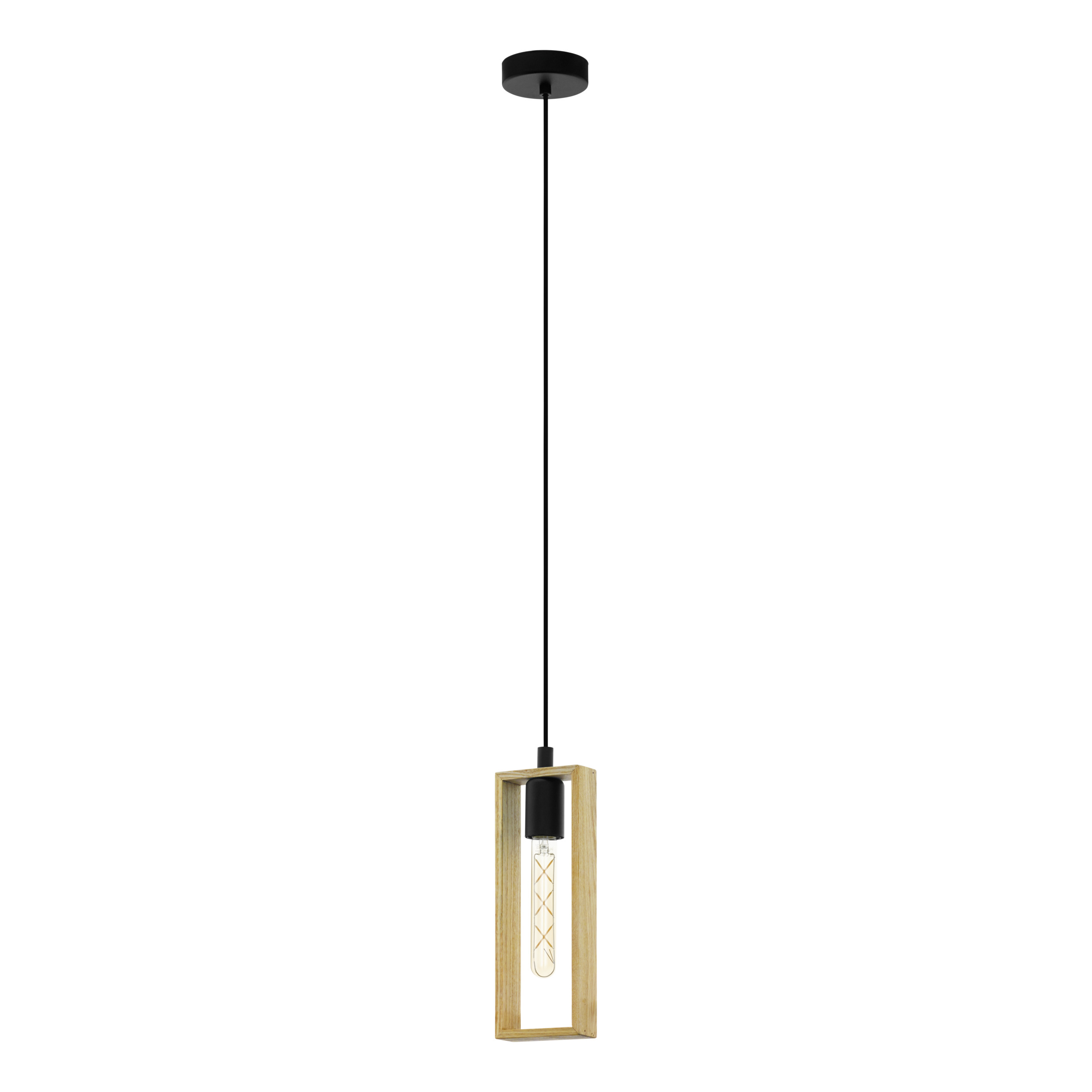 Изображение товара Подвес Littleton 1x40W(E27) L110 B100 H1100 сталь/дерево черный/коричневый