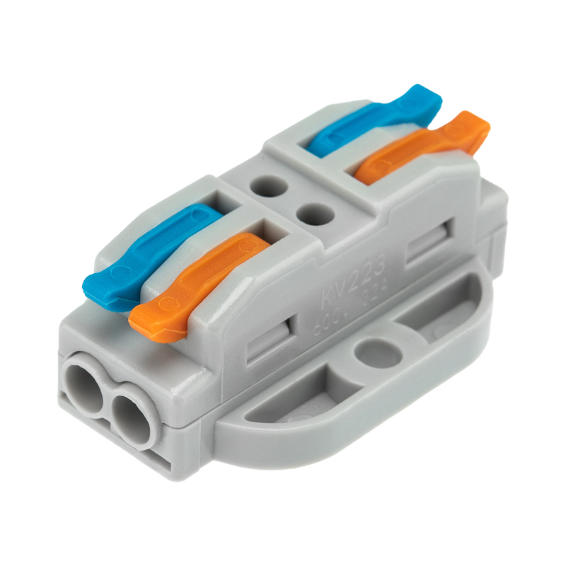 Изображение товара Клемма REXANT СМК 222-422P проходная 2 полюса, с монтажной площадкой 0,08-4 мм² серая блистер 5 шт/уп