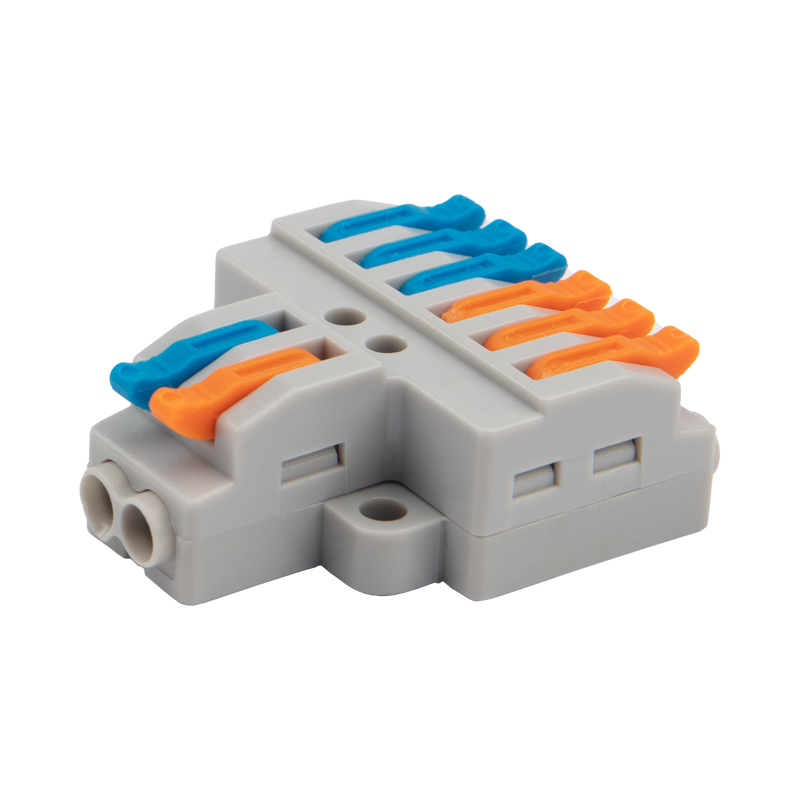 Изображение товара Клемма REXANT СМК 2х3 проходная разветвительная 2 полюса, с монтажной площадкой 1 ввод, 3 вывода на полюс 5 шт/уп